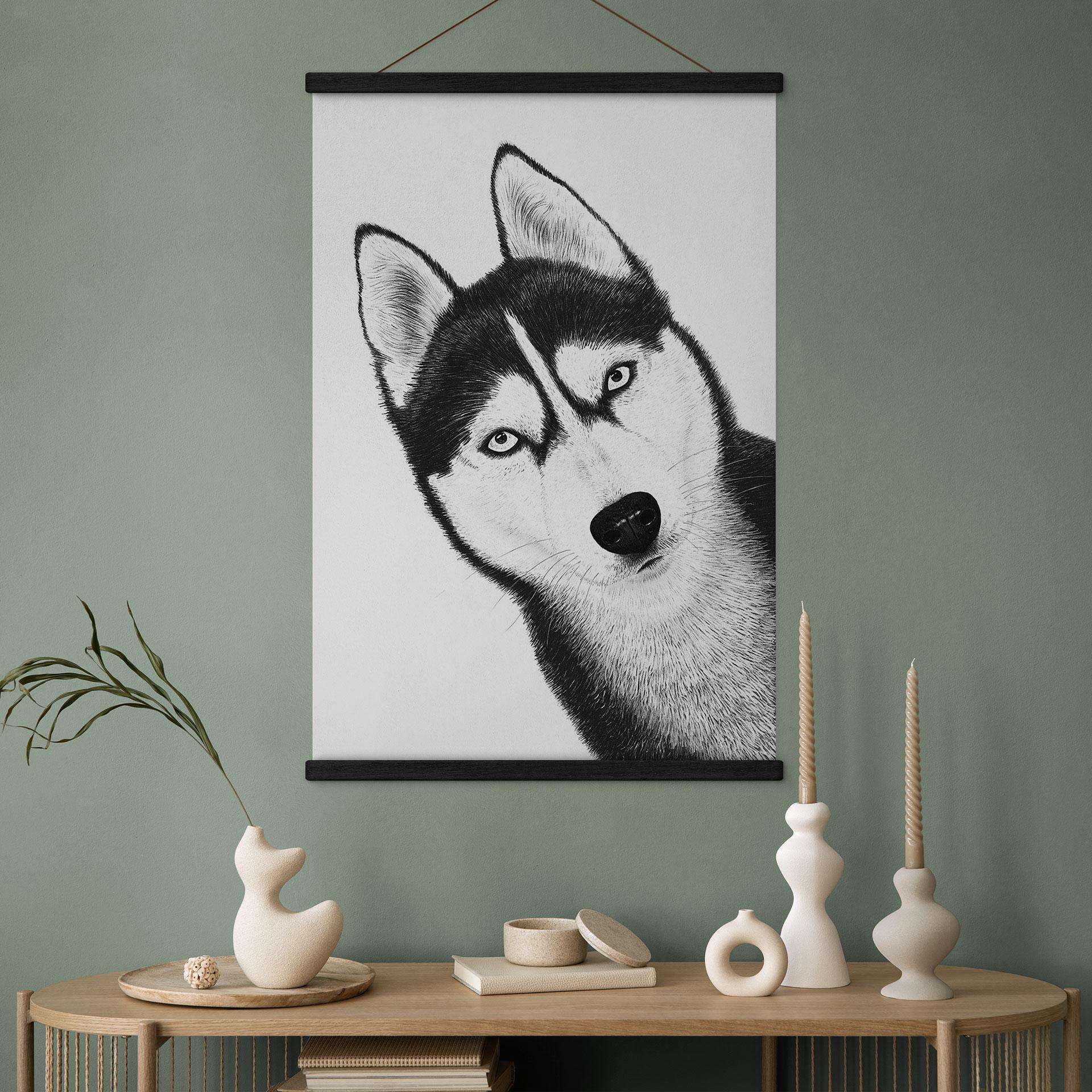Stofbillede Siberian husky - hundeportræt - Korenkova