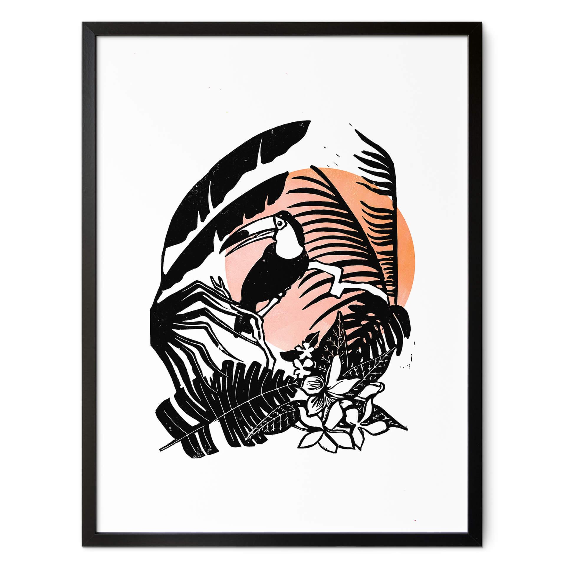 Póster Goed Blauw - Linograbado Tucán