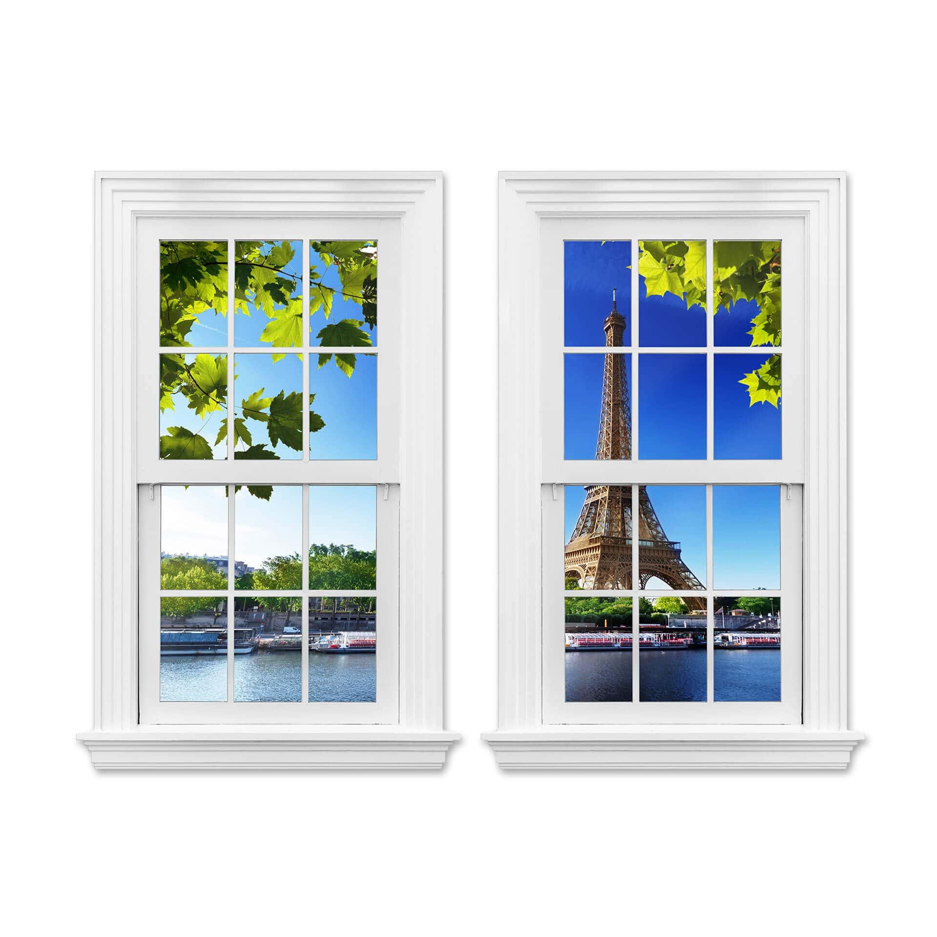 3D Wandtattoo Doppelfenster - Summer in Paris