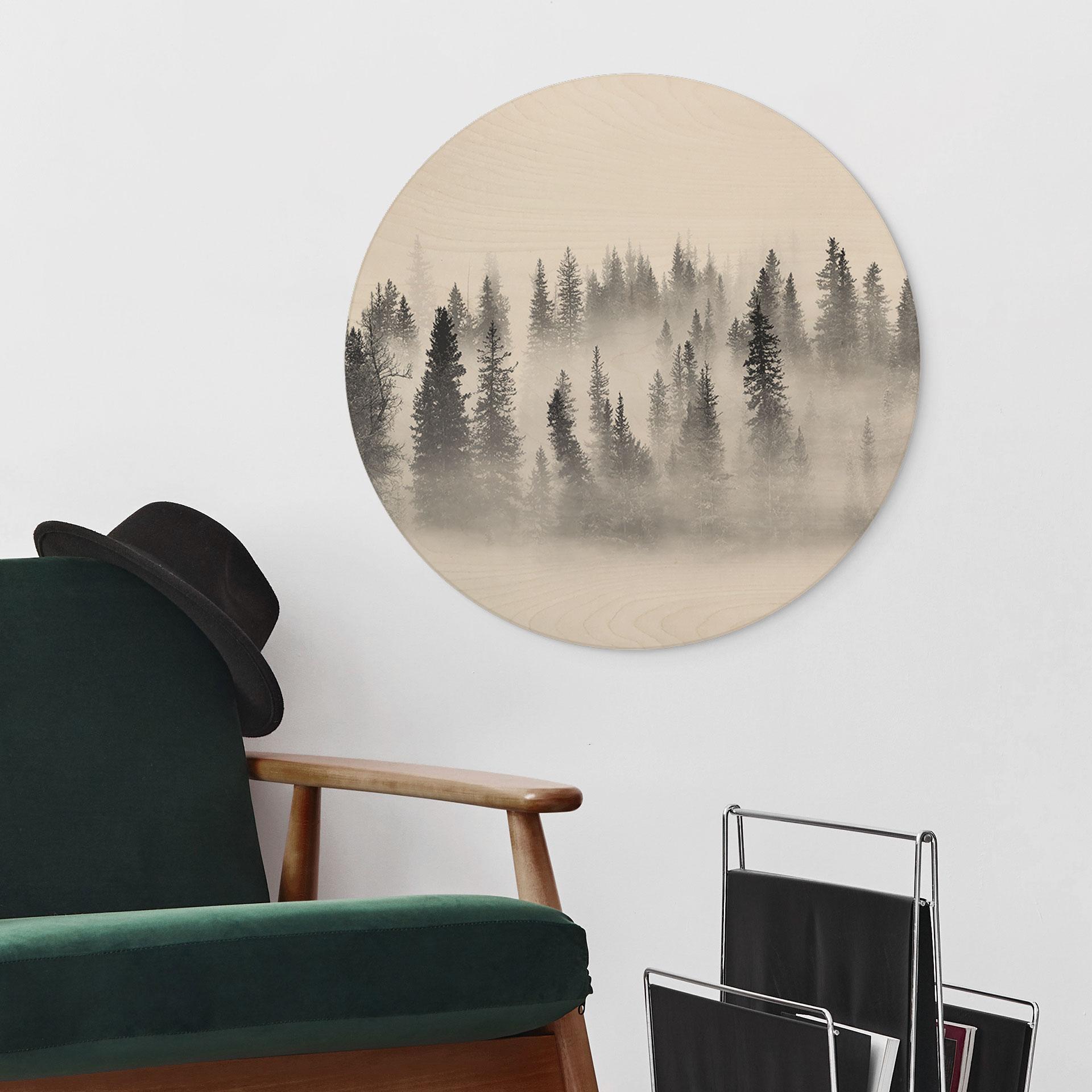 Væg cirkel træ Xu - Foggy Forest