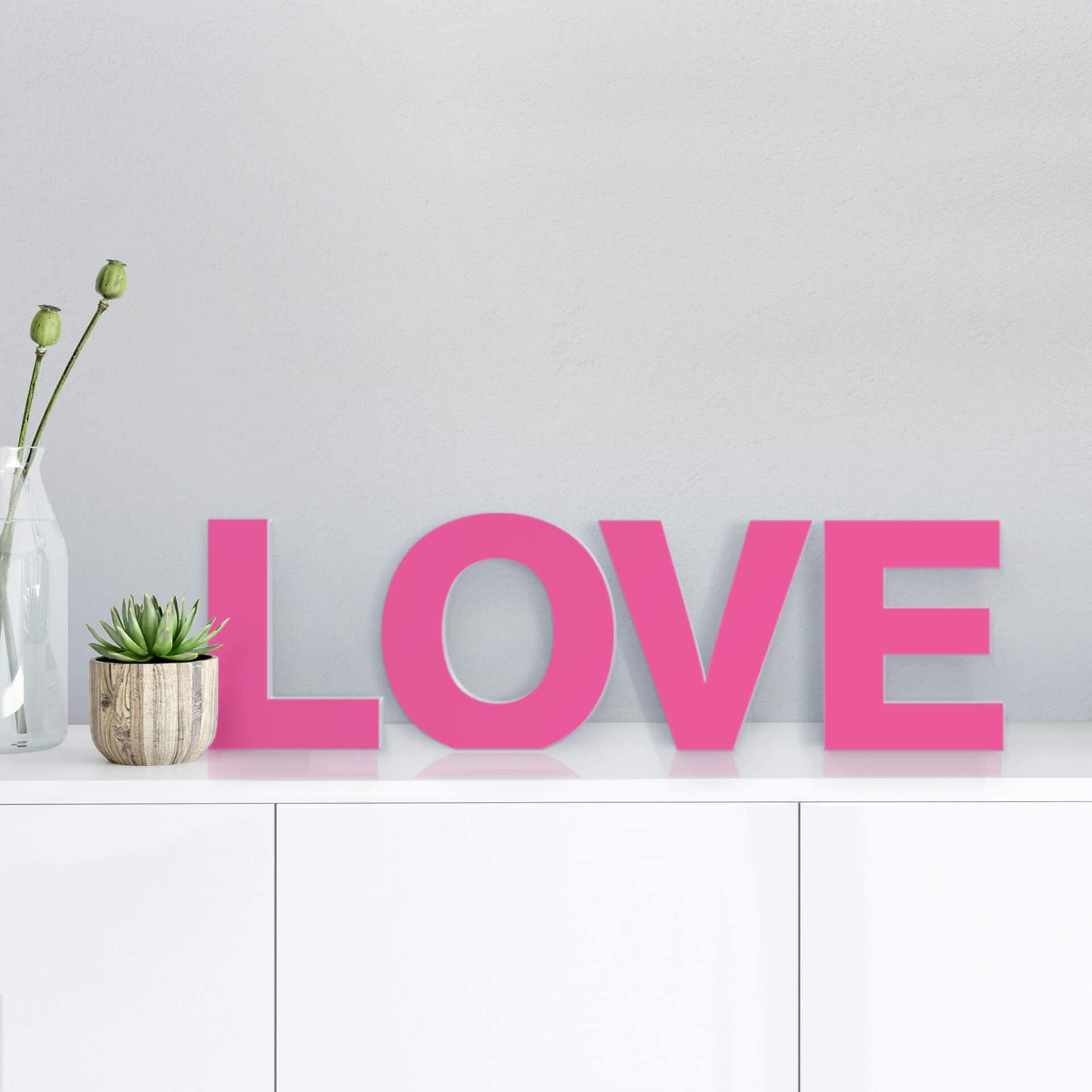 Lettre décorative - 3D LOVE rose