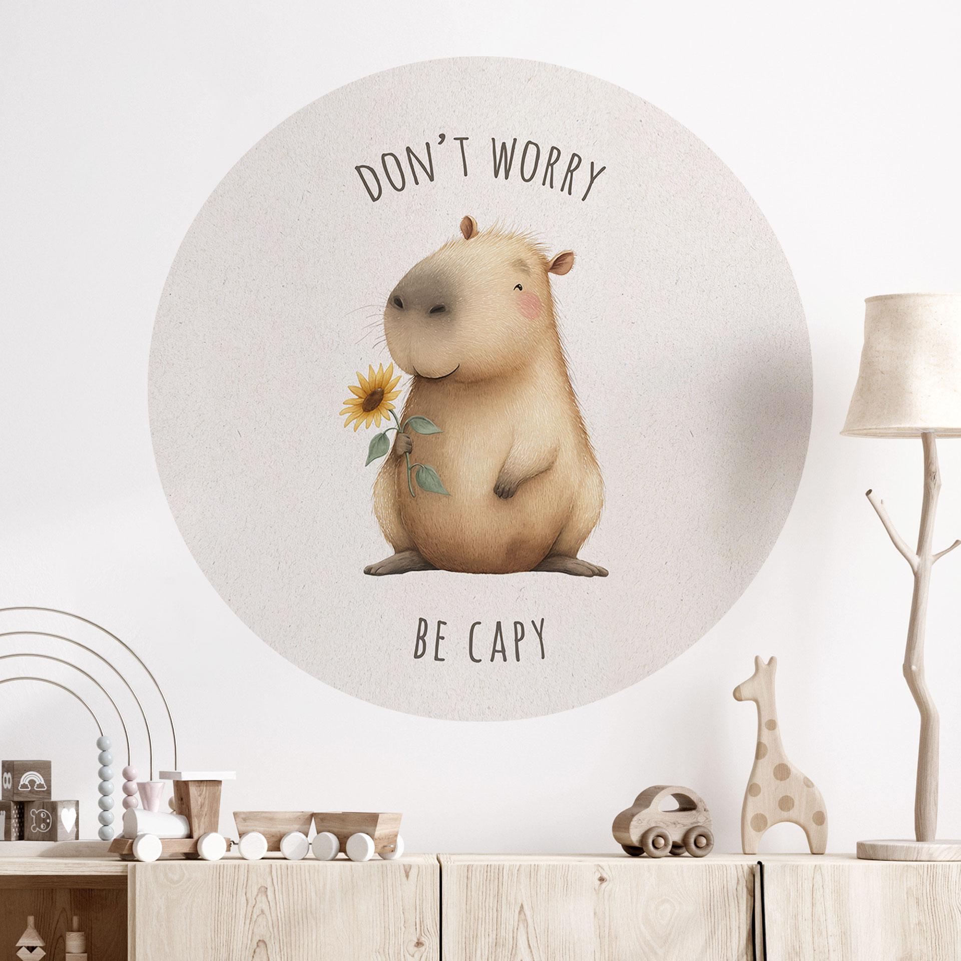 Capybara Wallsticker - Don't worry be capy - Rund