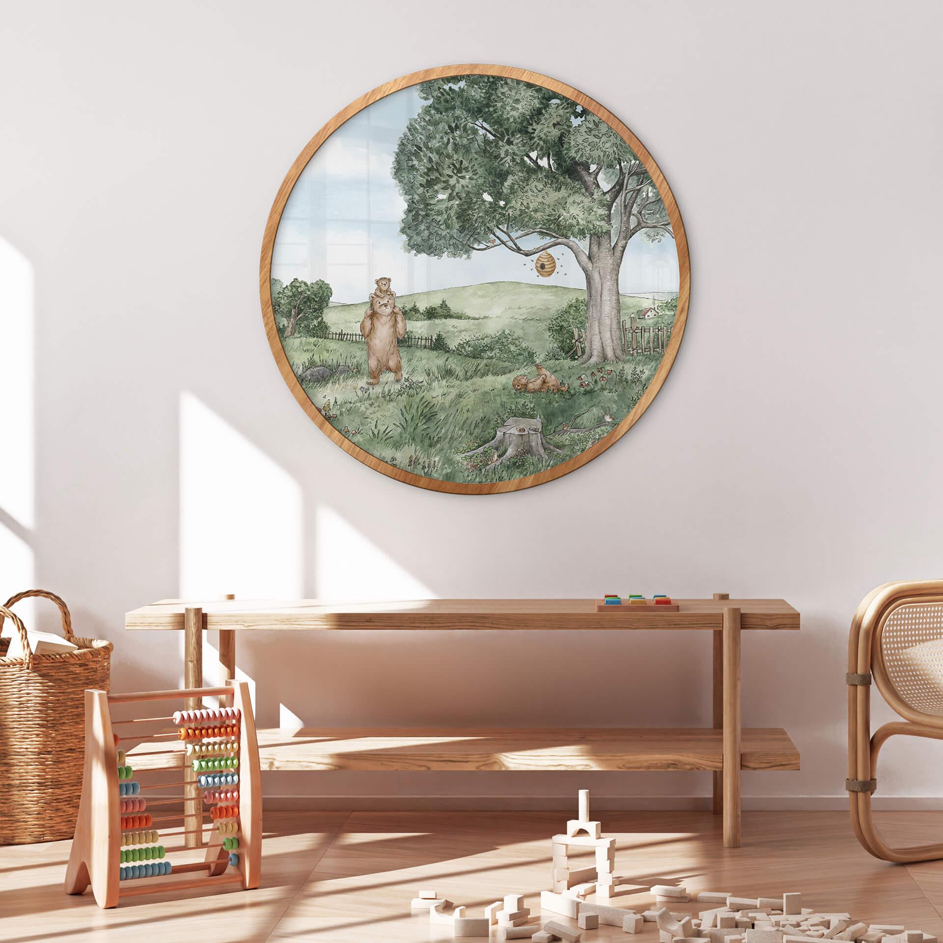 Kinderzimmer Poster Kikki Belle - Bären und Bienen - Rund