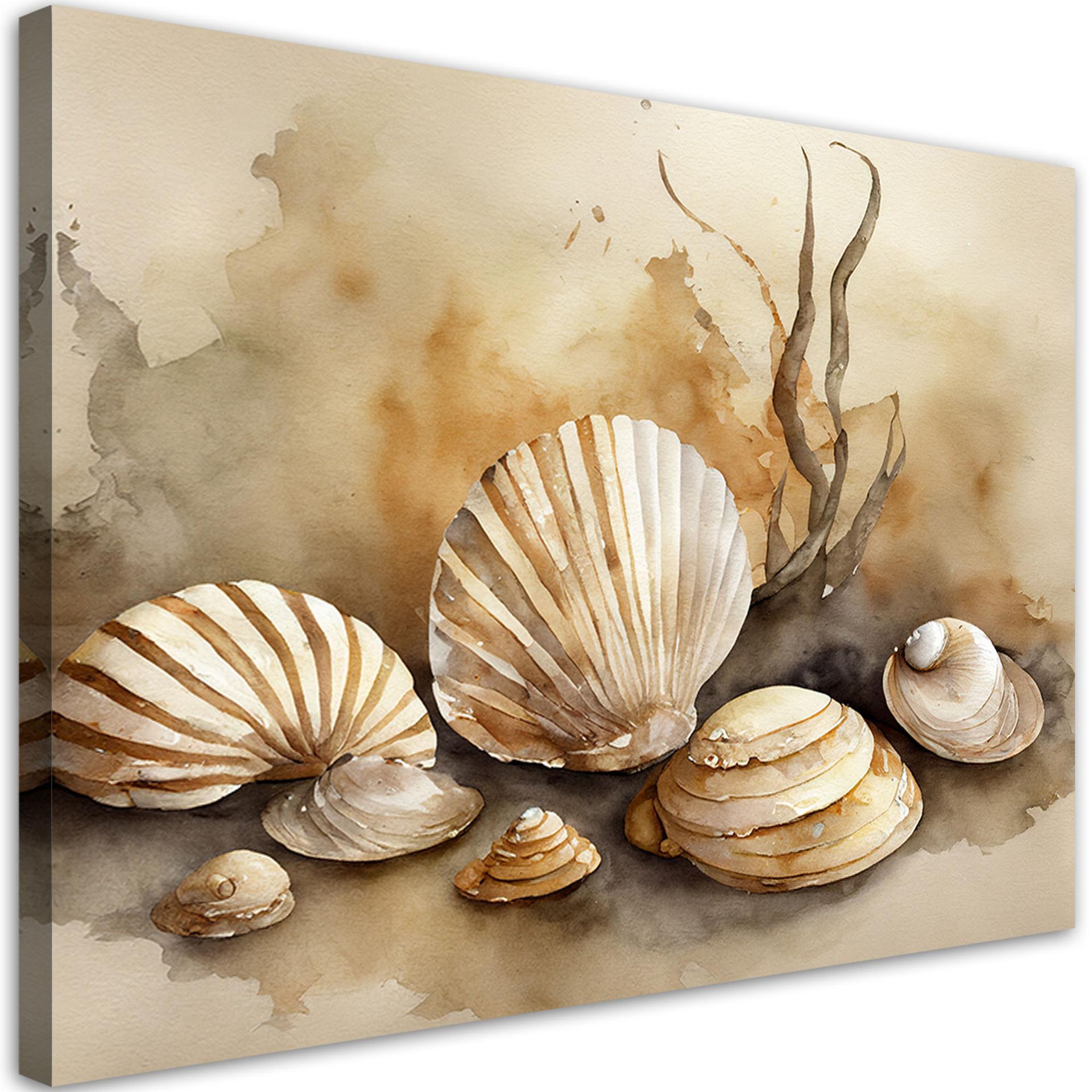 Canvasbillede, havskaller akryl