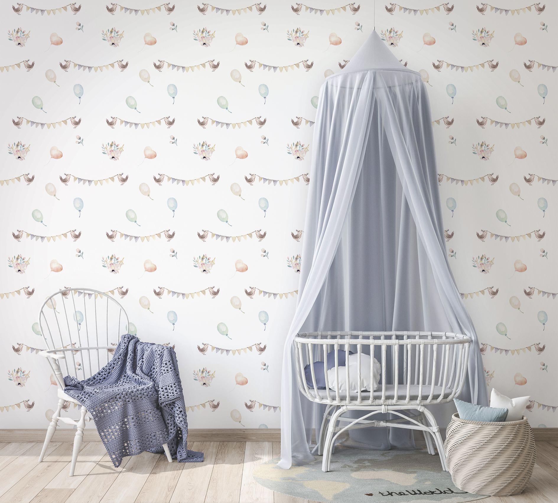kinderbehang, vliesbehang met illustratie Kids Walls wit, kleurrijk