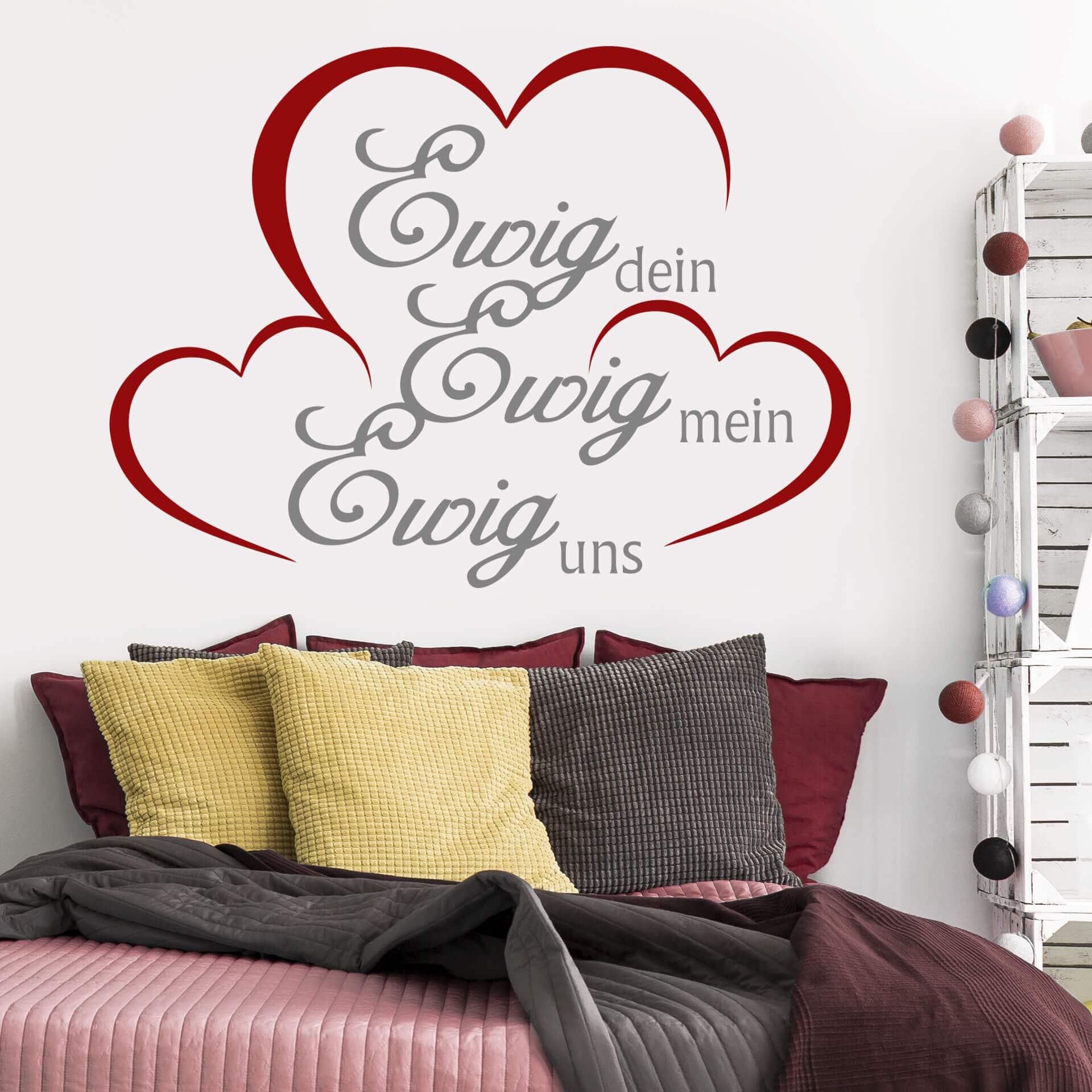 Wandtattoo Ewig dein - Herzen (2-farbig)