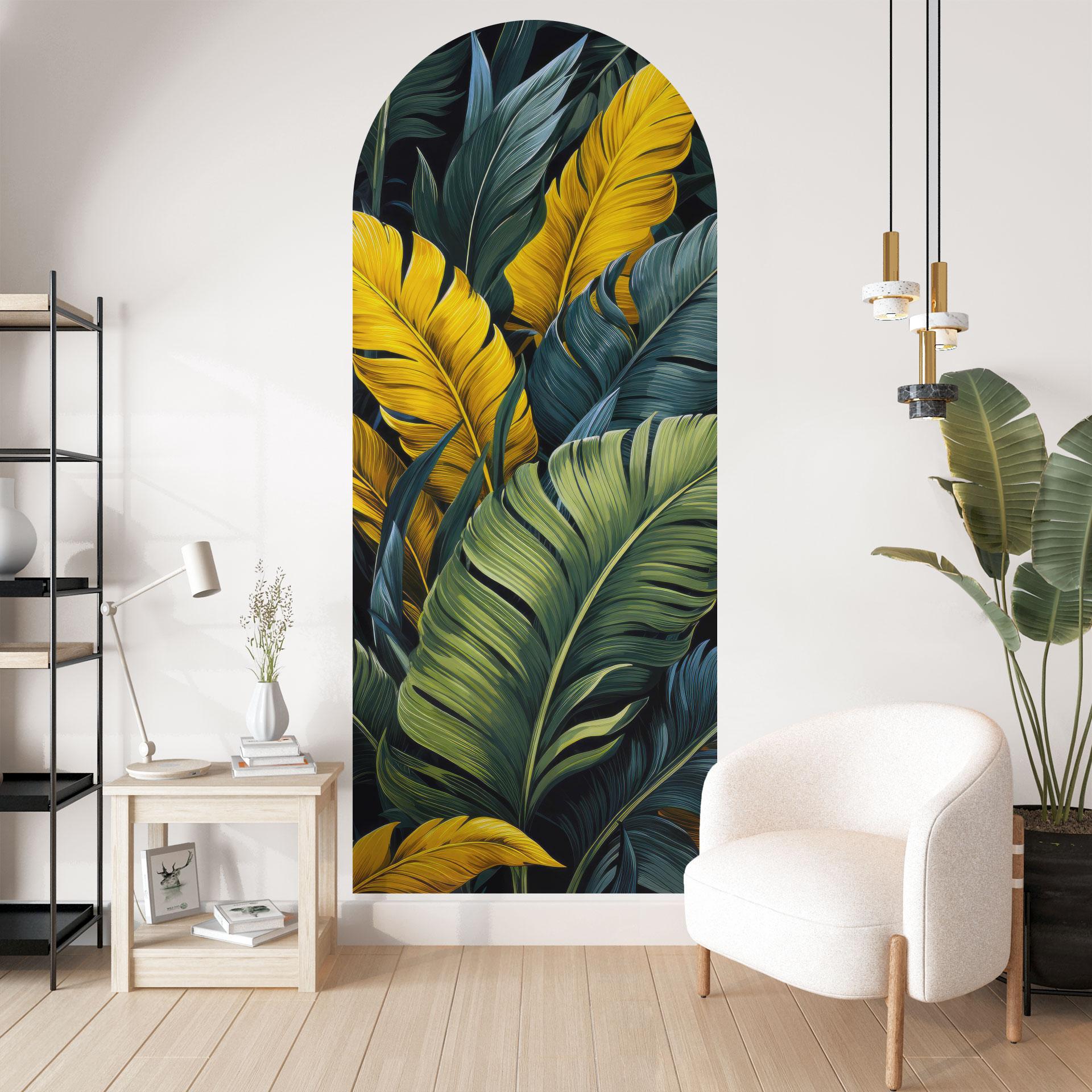 Wallsticker buet vægpanel Farverige palmeblade - Jaszke - smal