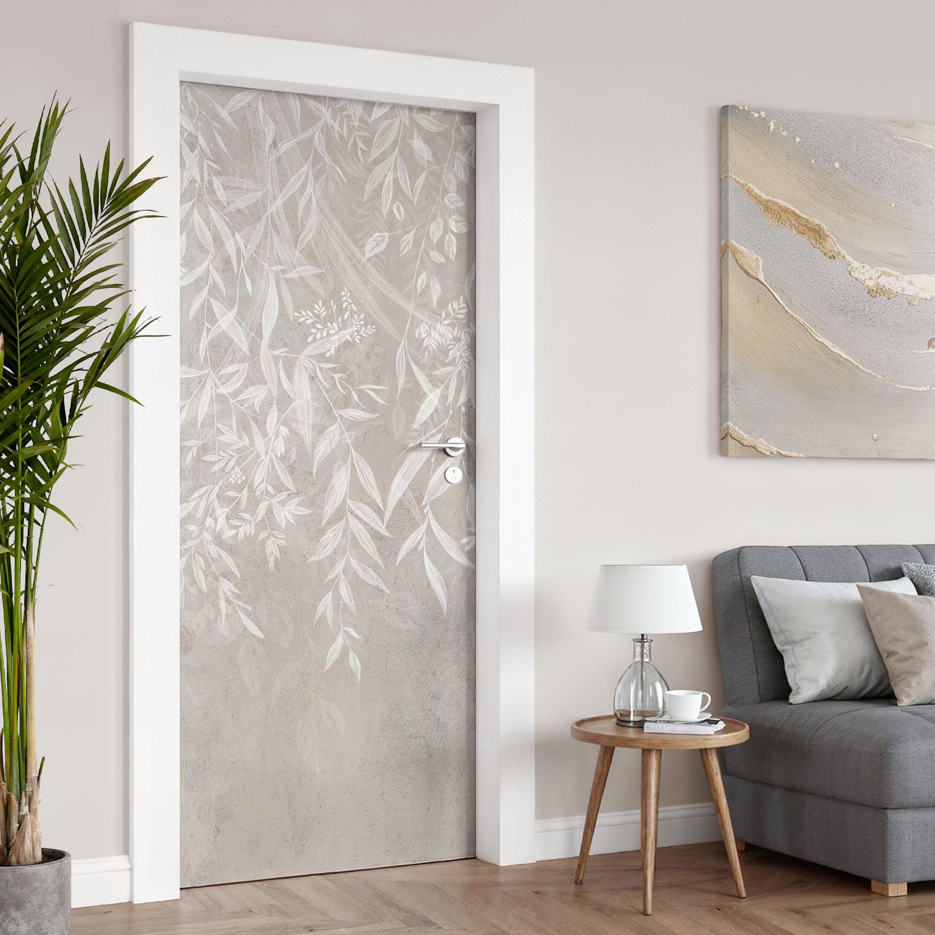 Türfolie Elegante Weidenzweige in Beige - Ms Tiff - Selbstklebende Türdeko