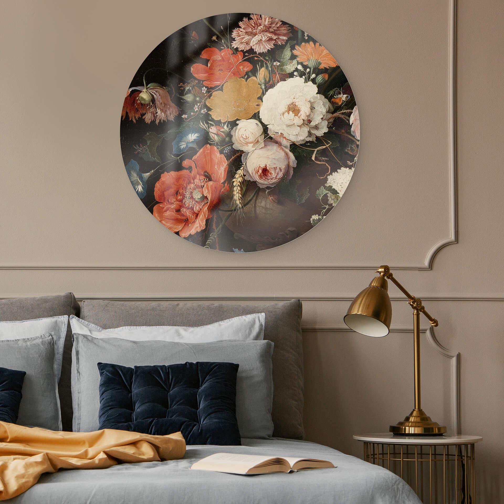 Wandcirkel Glas - Mignon - Stilleven met Bloemen