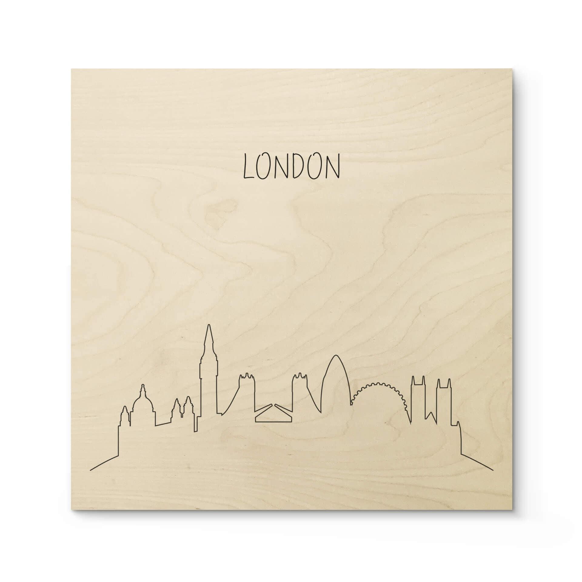 Billede af træ Skyline London Outline