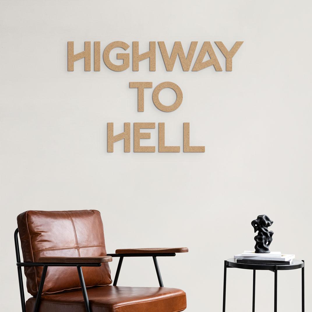 Träbokstäver Highway to Hell - MDF natur