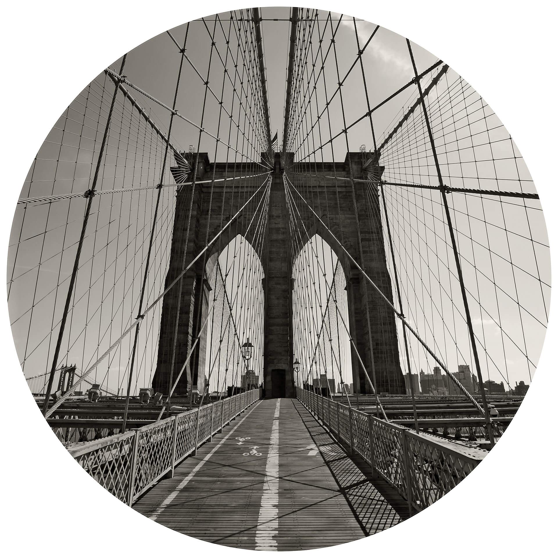Fototapete Brooklyn Bridge Perspektive - Rund - Selbstklebend/Vlies