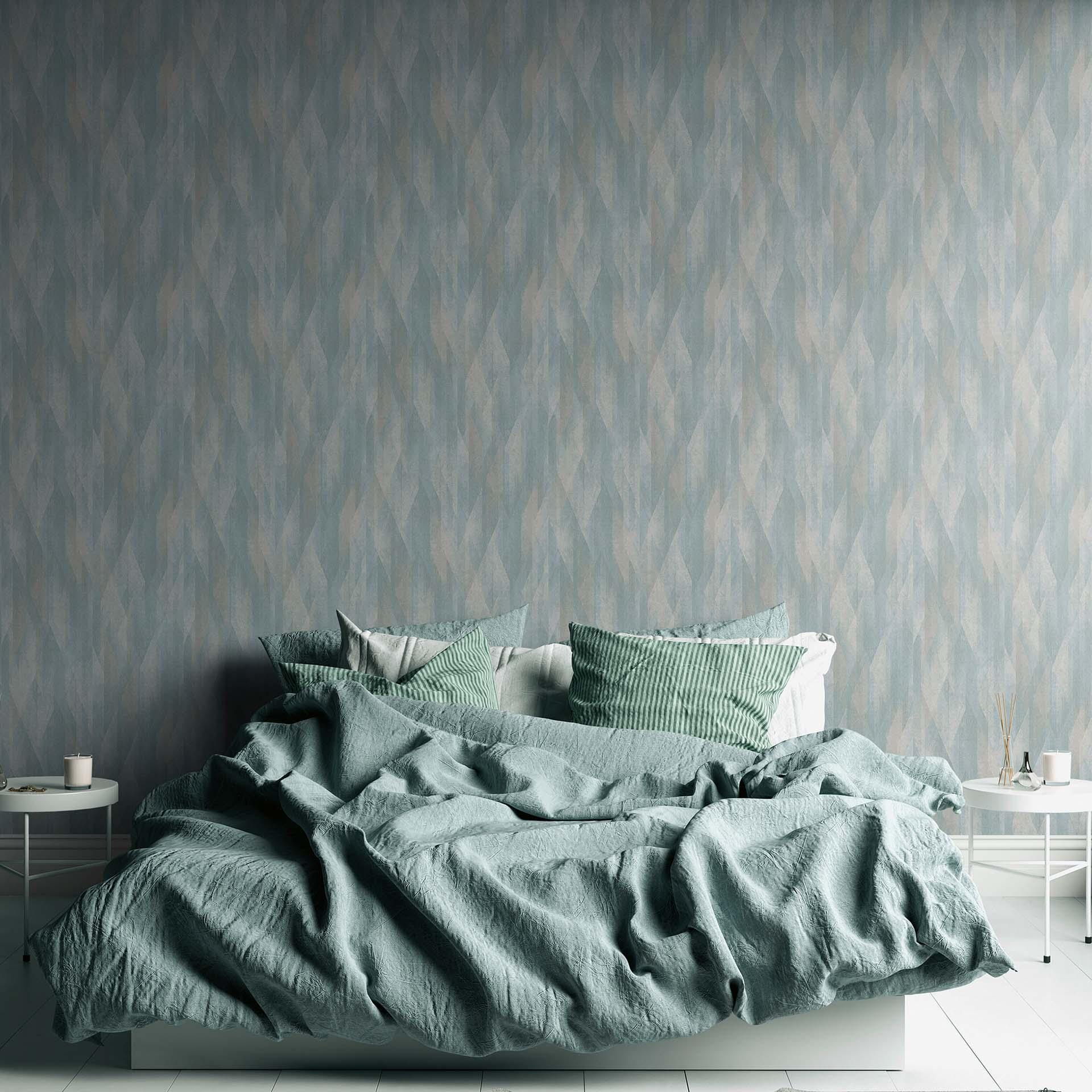 Papel pintado no tejido de estilo escandinavo azul para dormitorio, pasillo, cocina