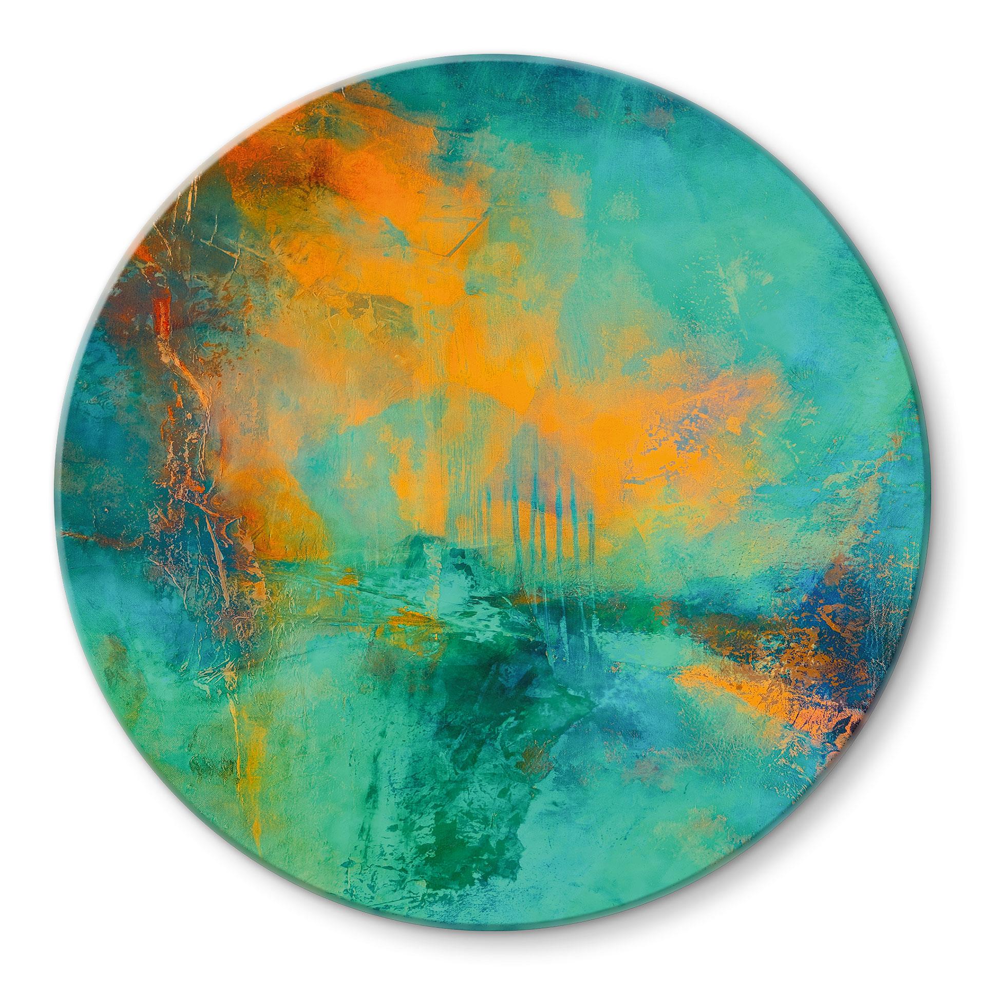 Glasbillede - Turkis aurora borealis - Schmucker - Rund