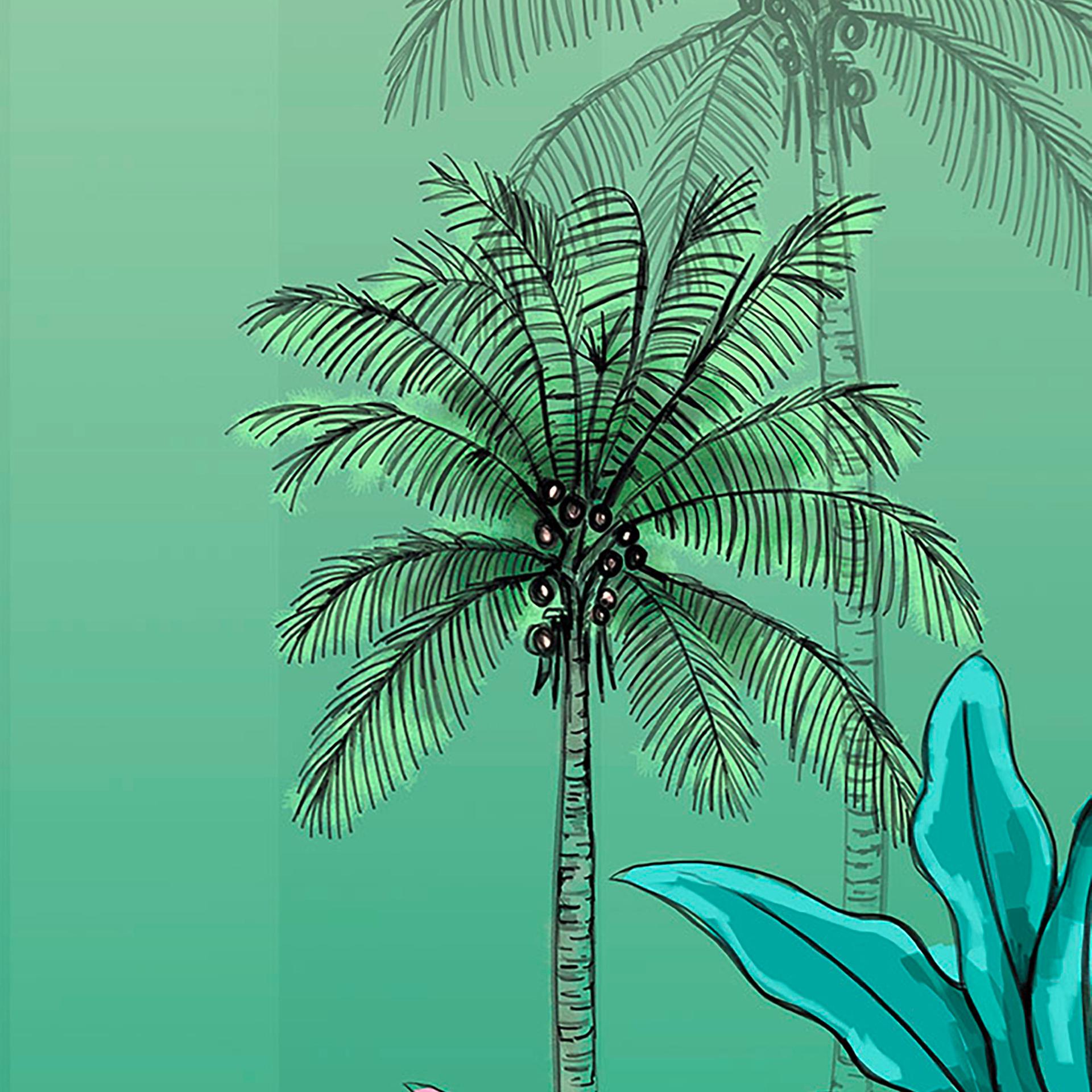 Non-woven tapet - Jungle Flamingo - 100 x 280 cm
