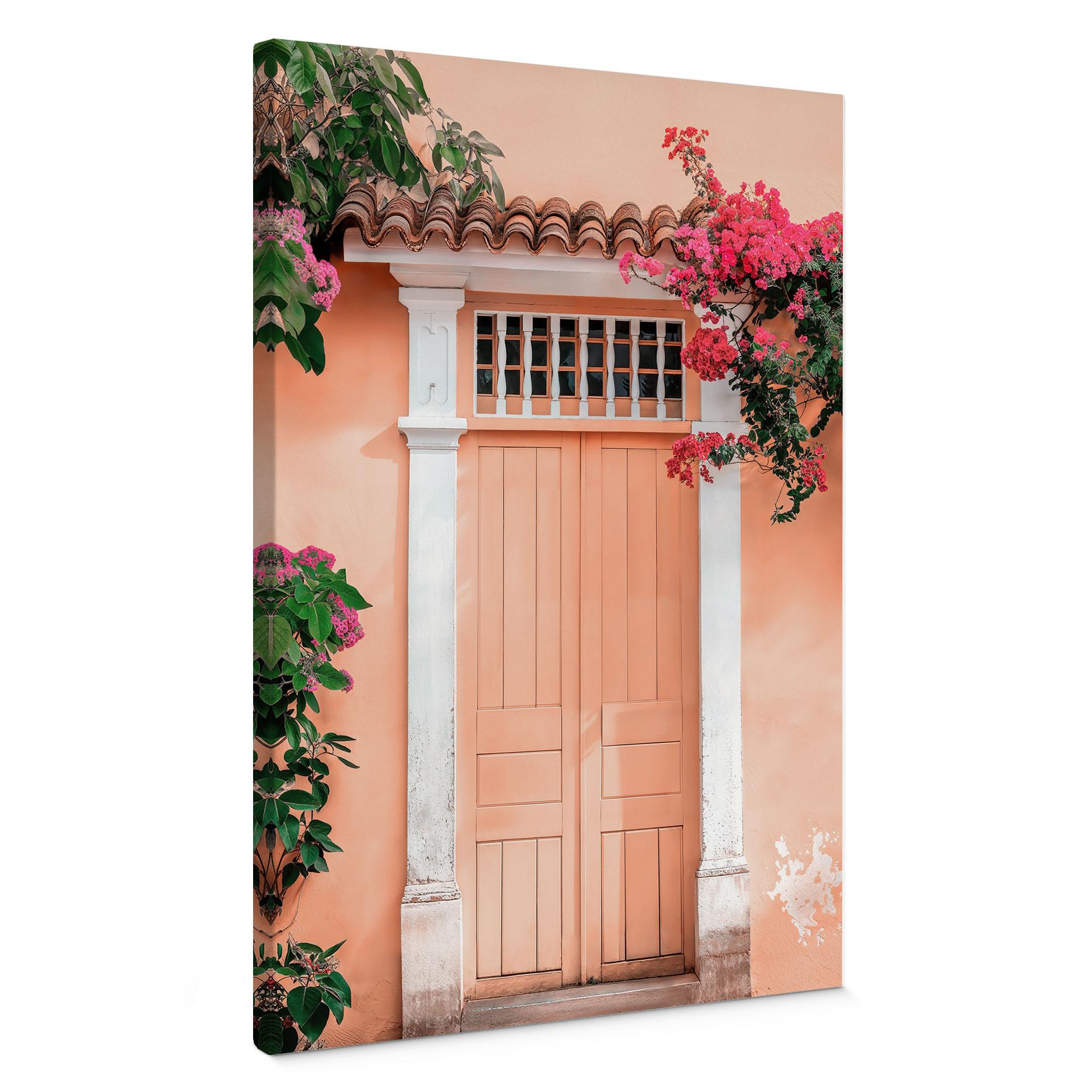 Canvasbillede Ferskenfarvet facade i Sydamerika - Hugonnard