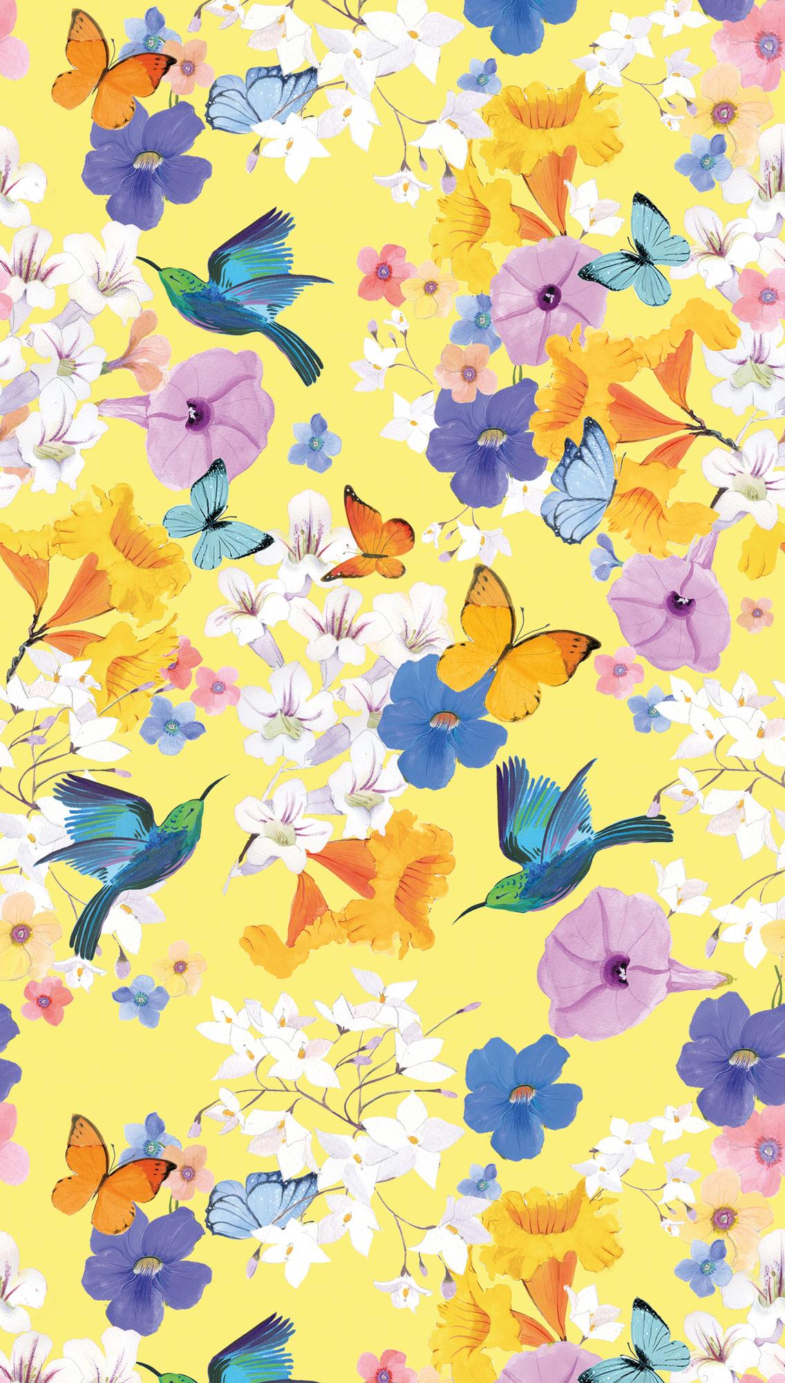 behang bloemmotieven geel - vliesbehang bloemen planten Livingwalls - mat en glad