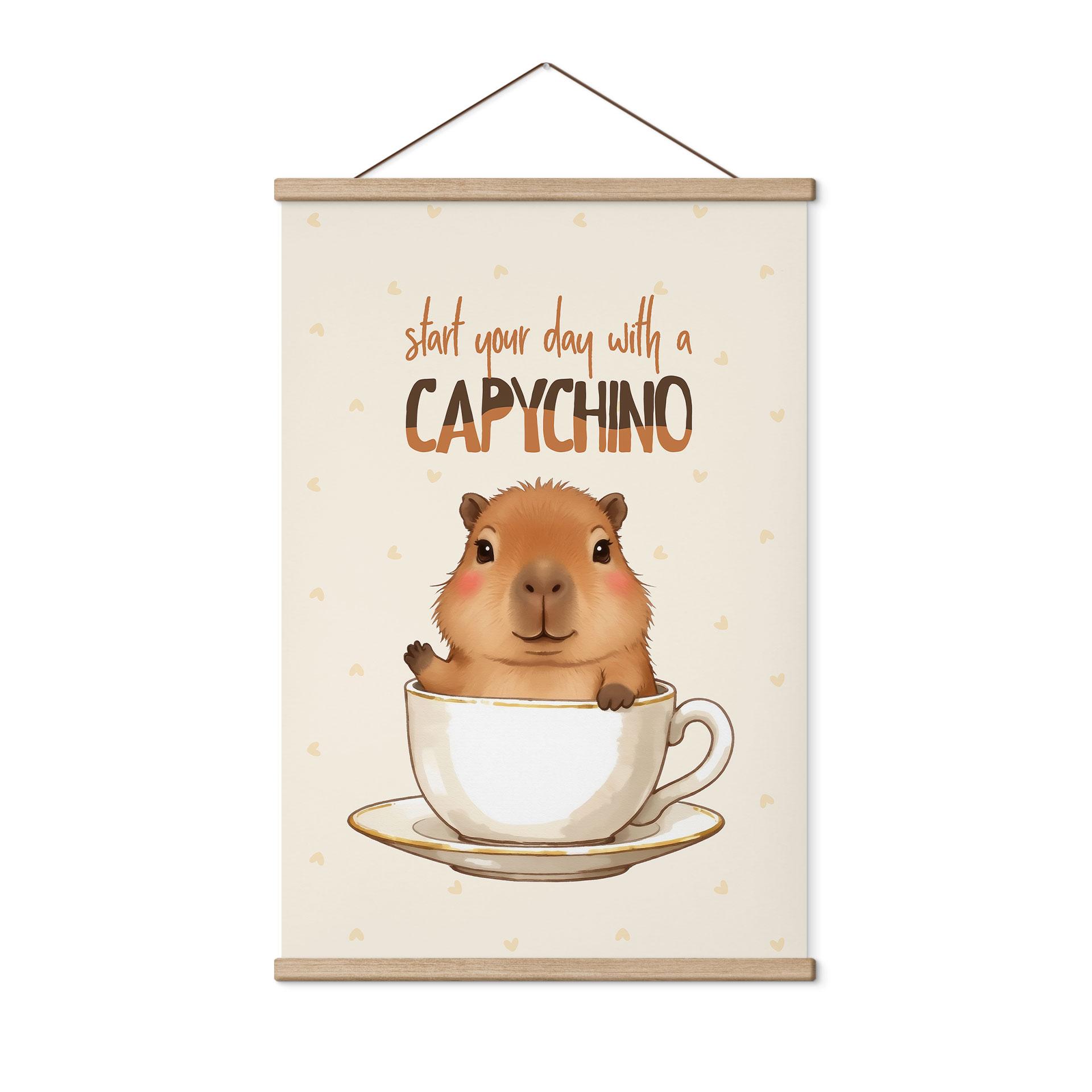 Tekstil plakat Capybara i kaffe - Capychino