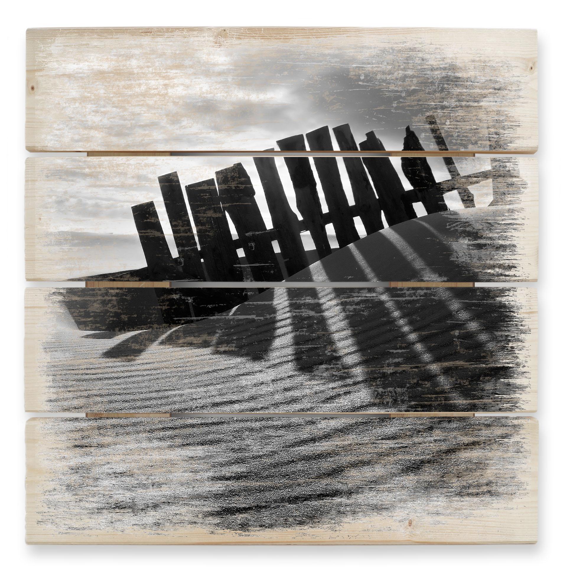 Cuadro de madera paisaje playa - 40x41,5 cm