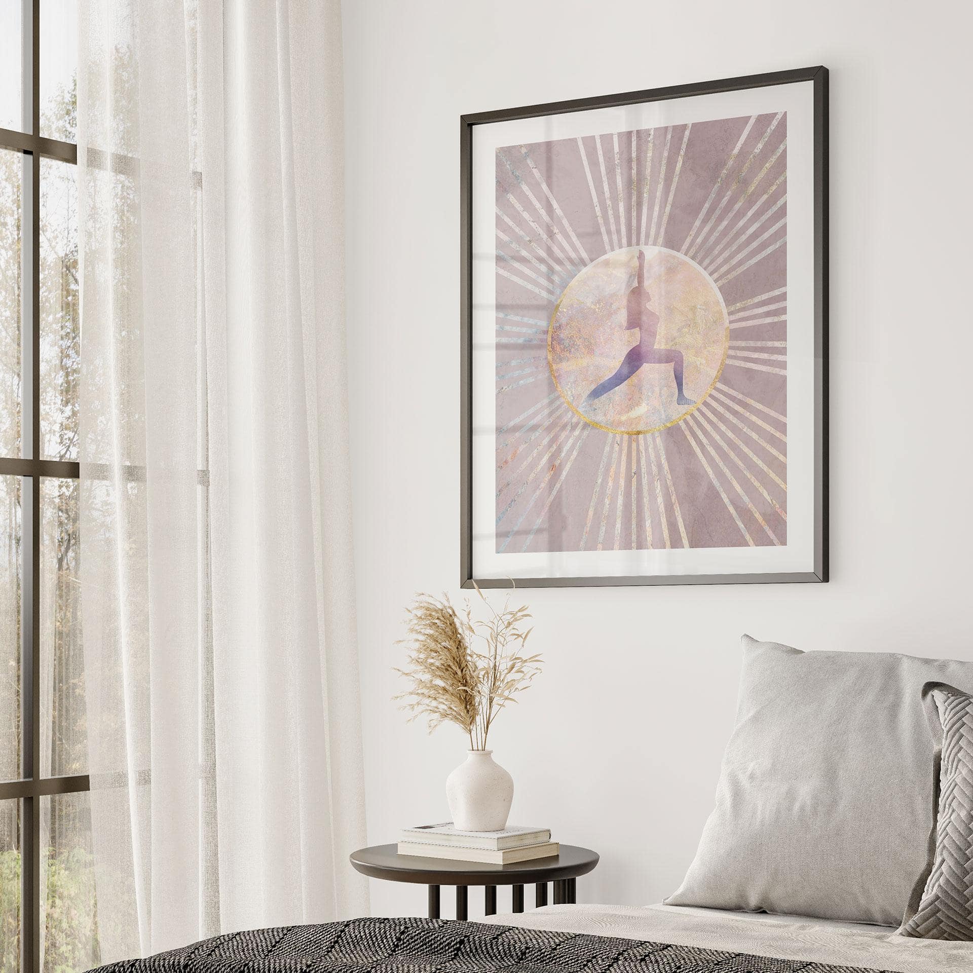 Plakat Yoga solhilsen pink | rosa guld - Manovski