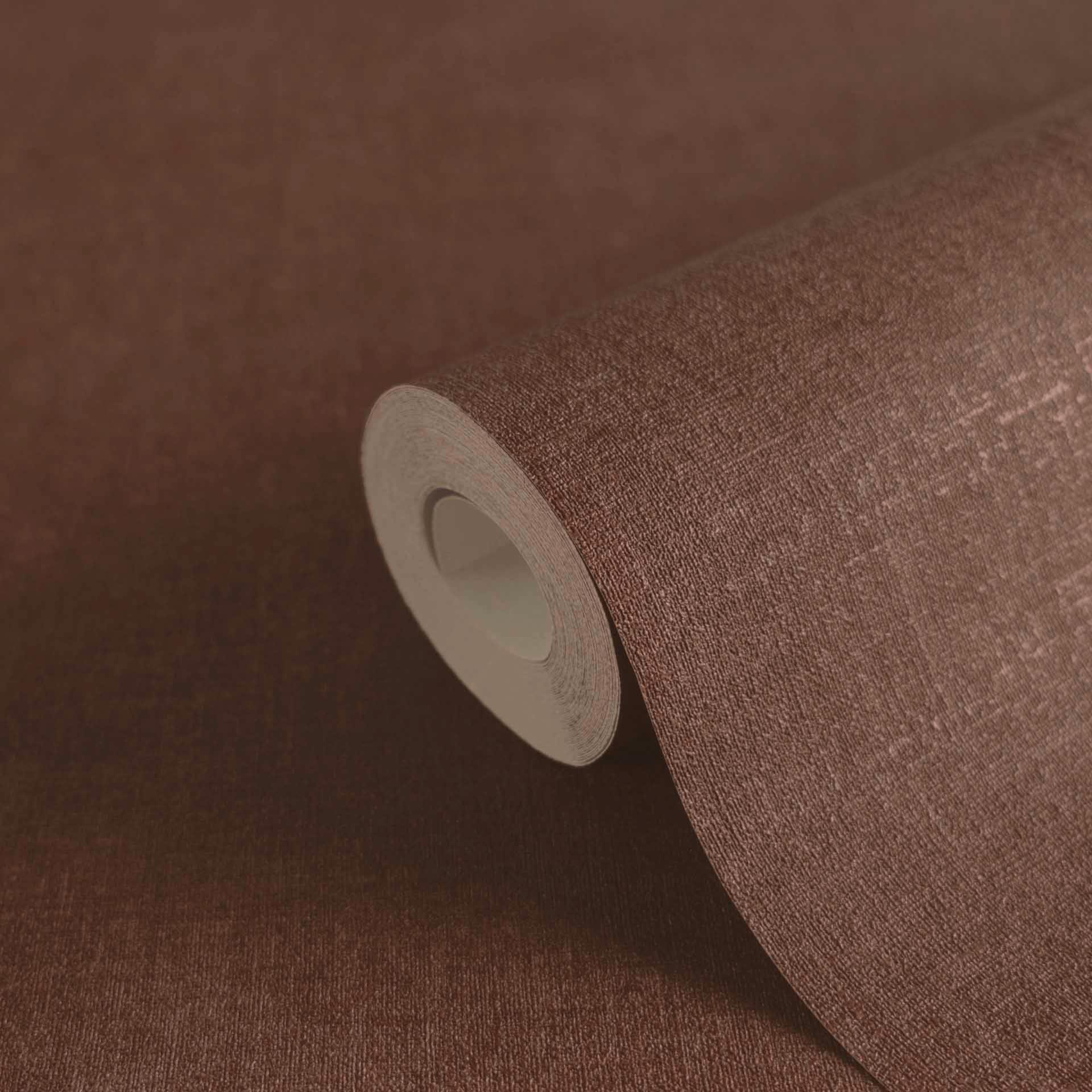 Textuurbehang met bruine textiellook - Vliesbehang in één kleur - Modern wandontwerp