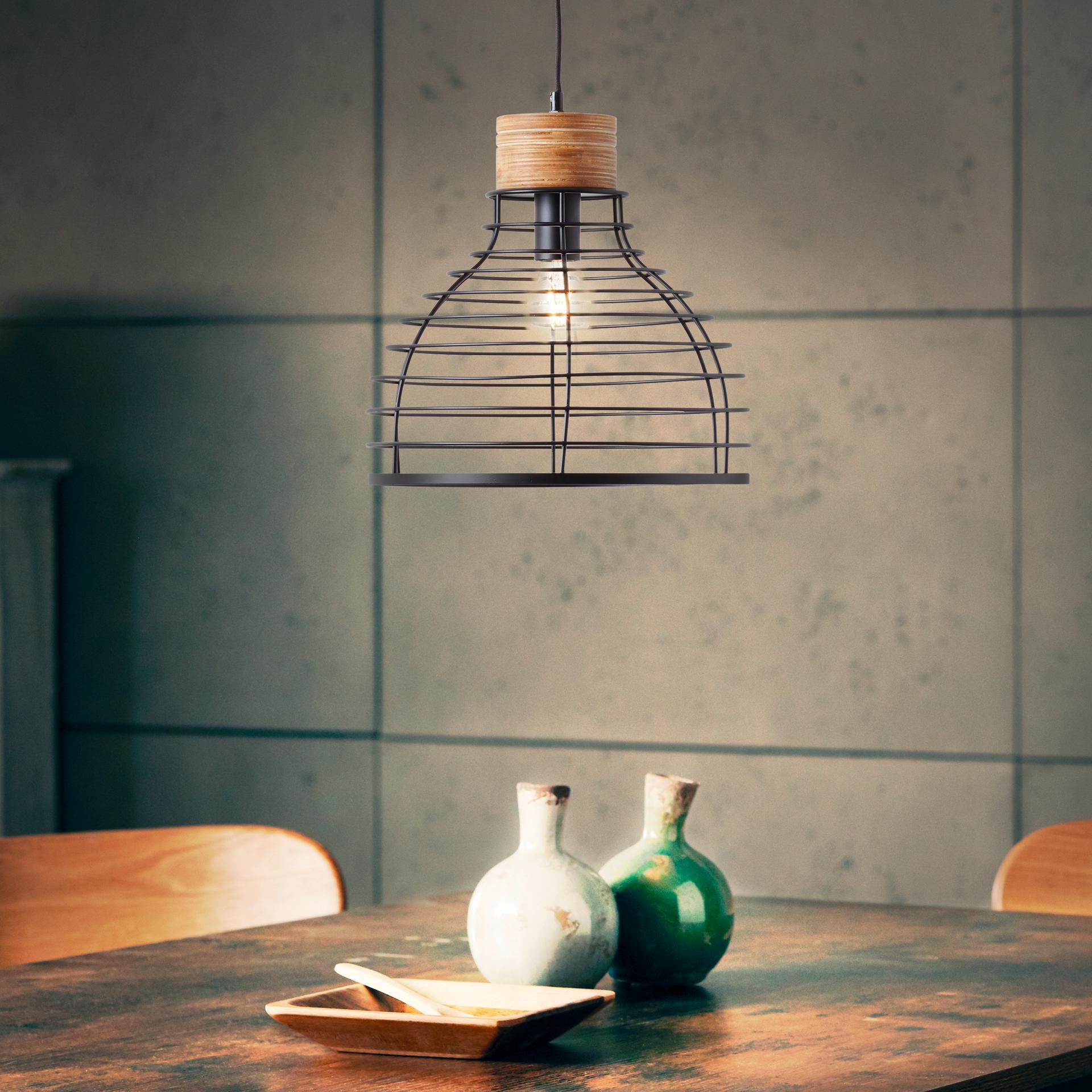 Pendelleuchte Annelie, braun, 135 x 35 cm, Holz Pendellampe