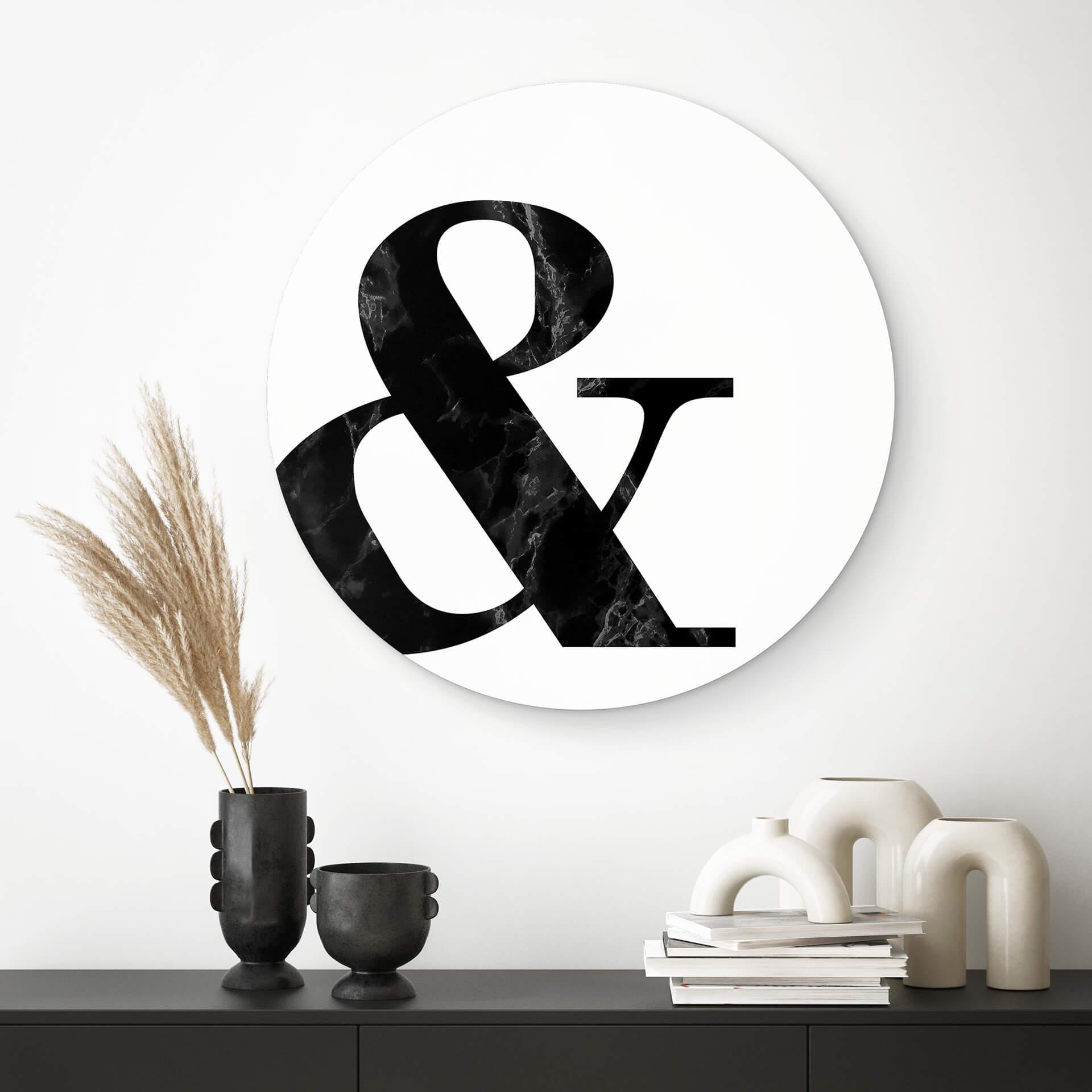 Wandcirkel Black Marble Ampersand
