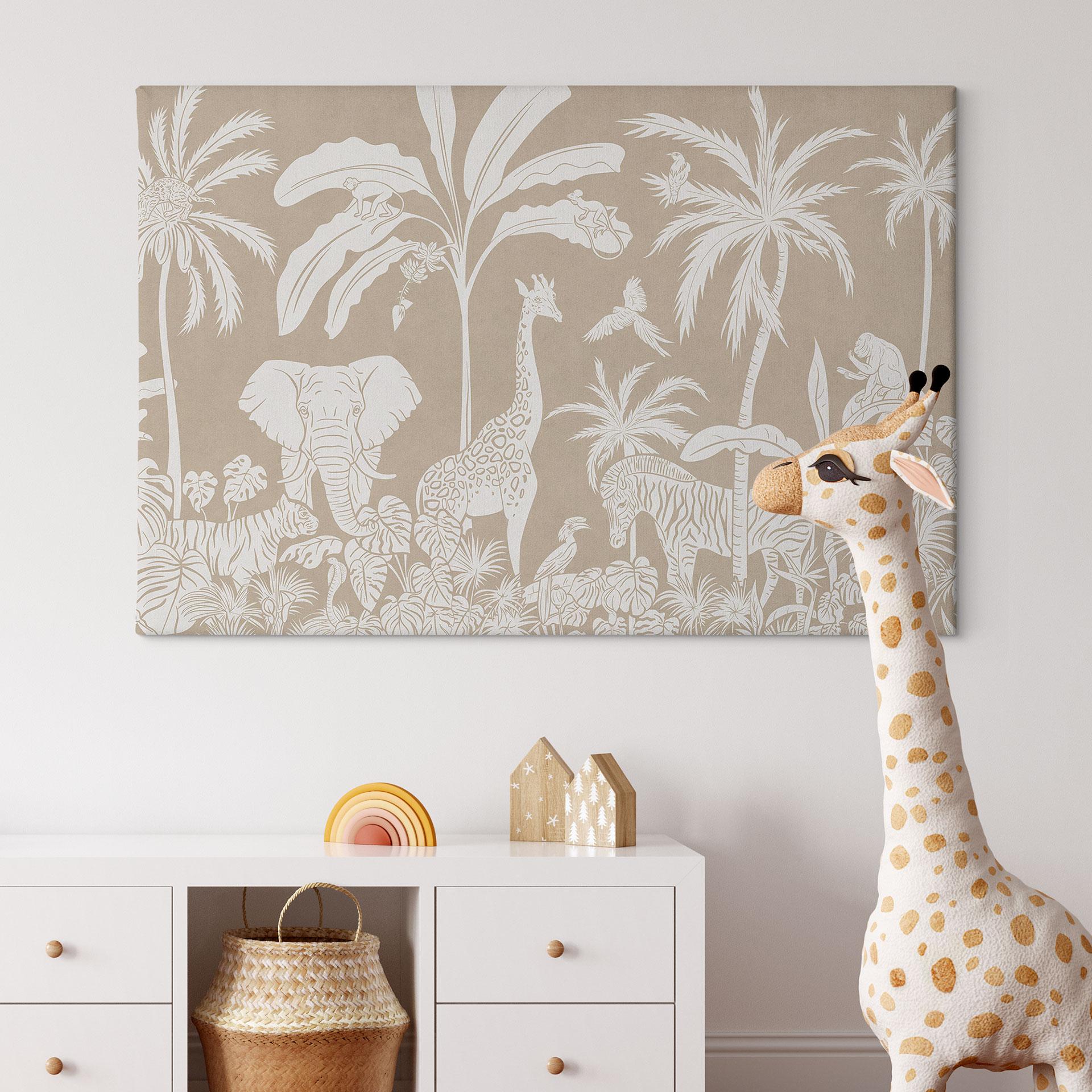 Canvasbillede Jungle Dreams - Afrikansk dyreliv i brunt - Kikki Belle