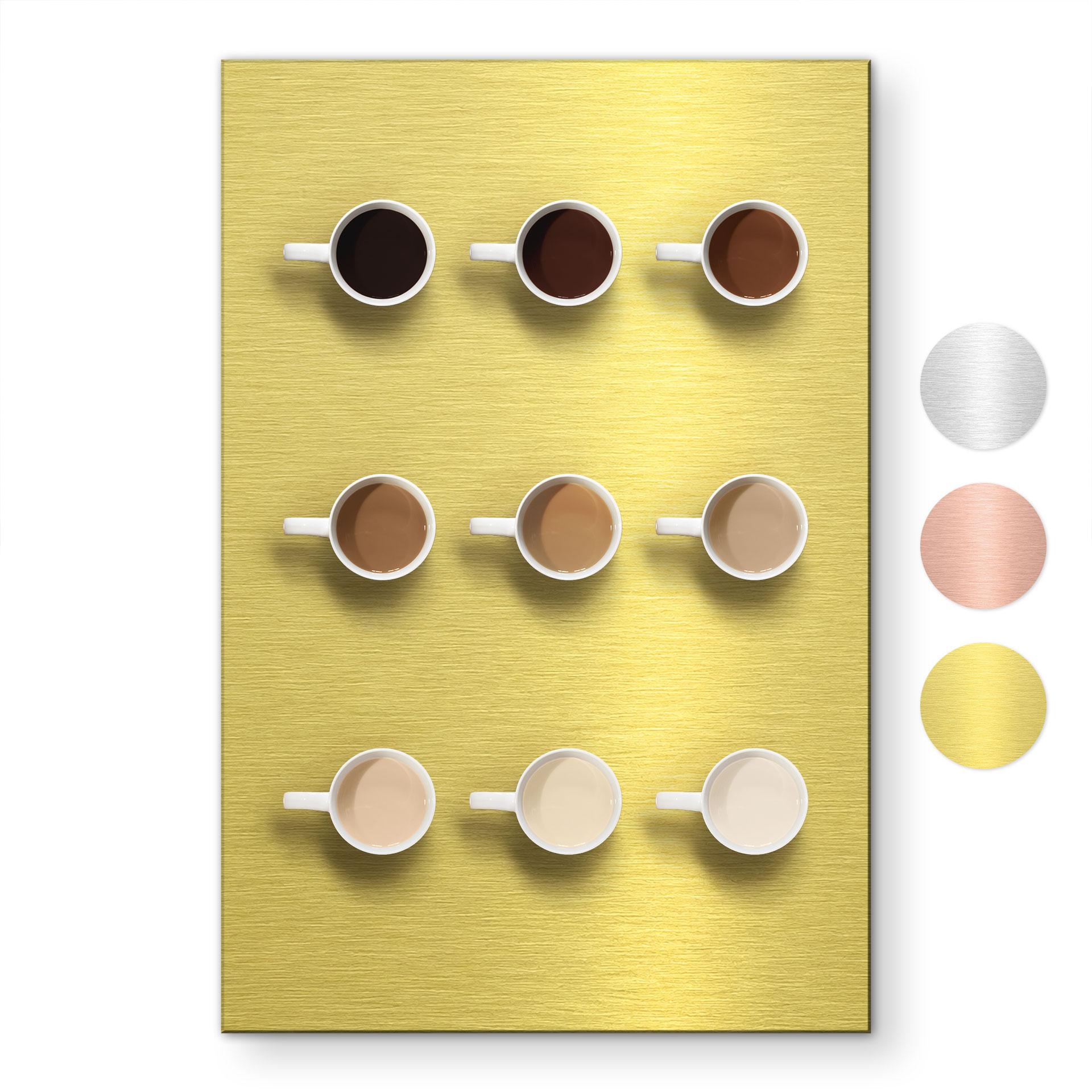 Geborsteld Alu-Dibond met goud-, zilver- & kopereffect - Shades of coffee