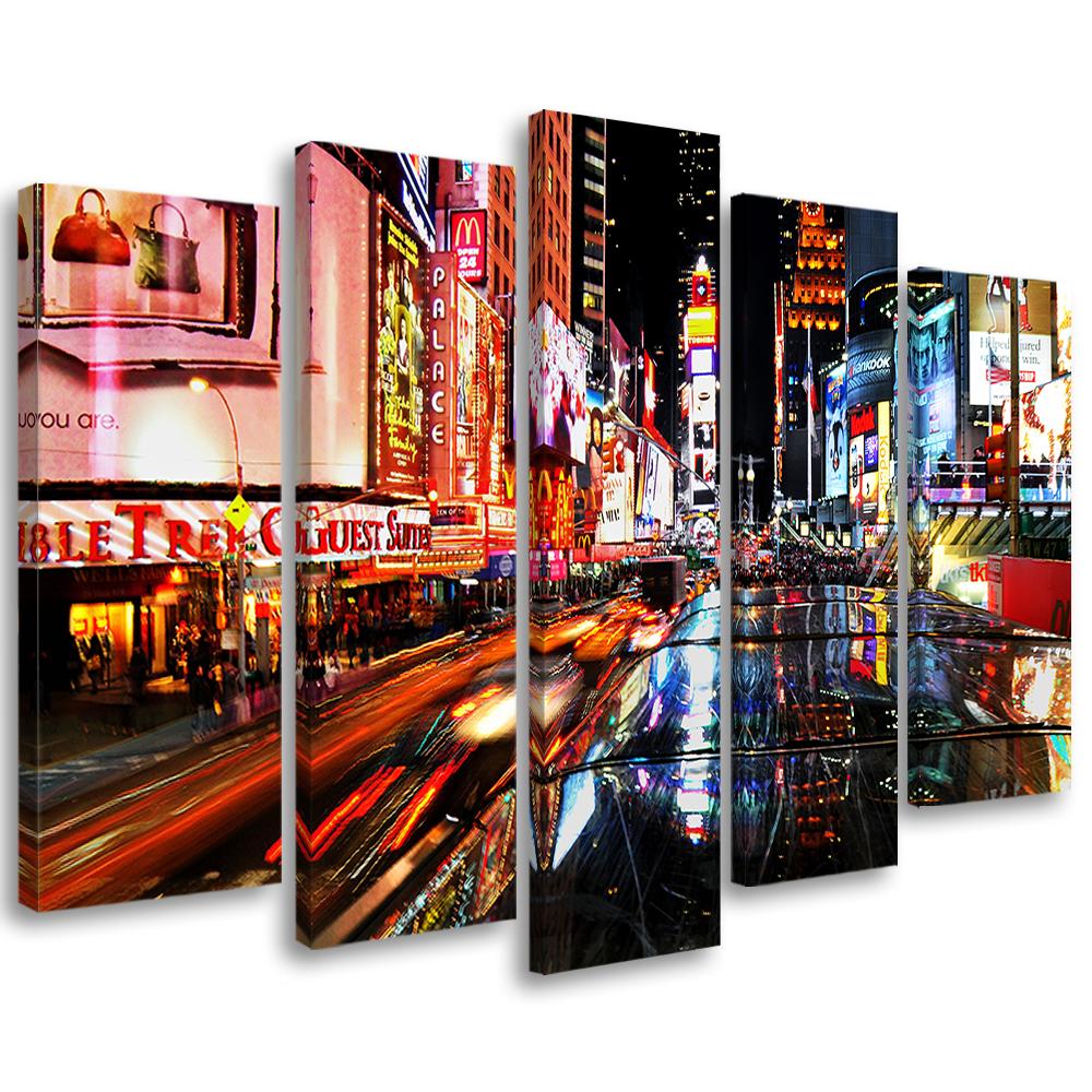 Lærredstryk 5 stykker, Times Square New York City Nacgt