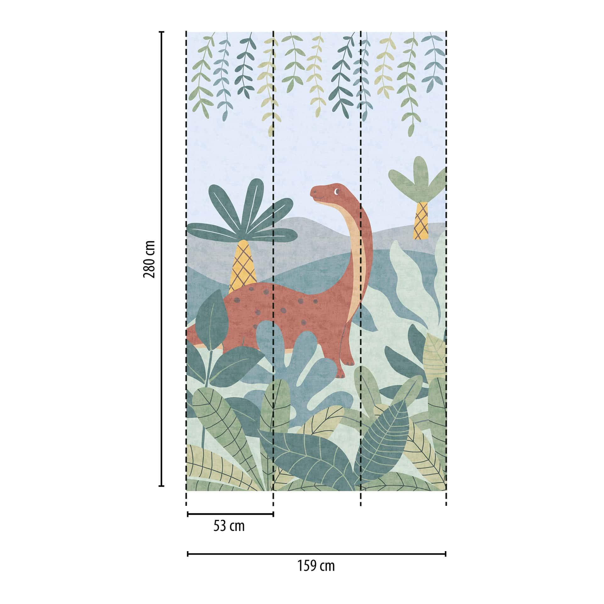 Dinosaurus jungle ziet er kleurrijk uit - Vliesbehang voor kinderkamer