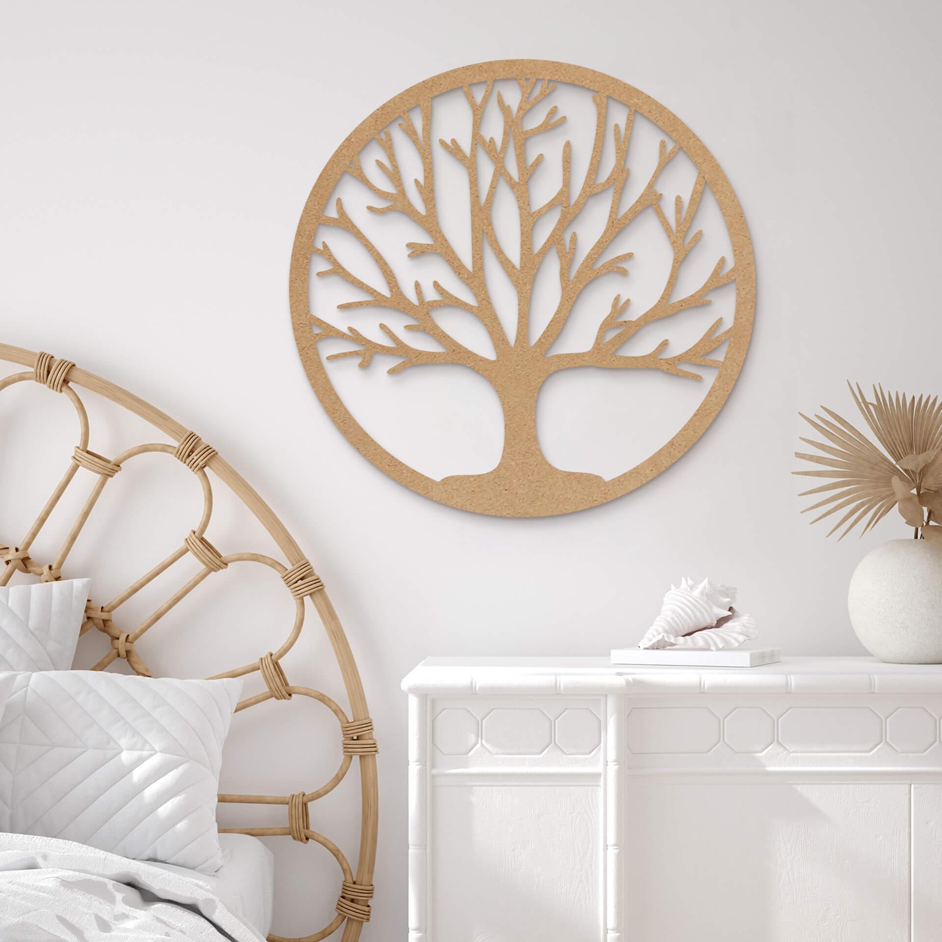 Decoración en madera árbol de la vida redondo - MDF nature