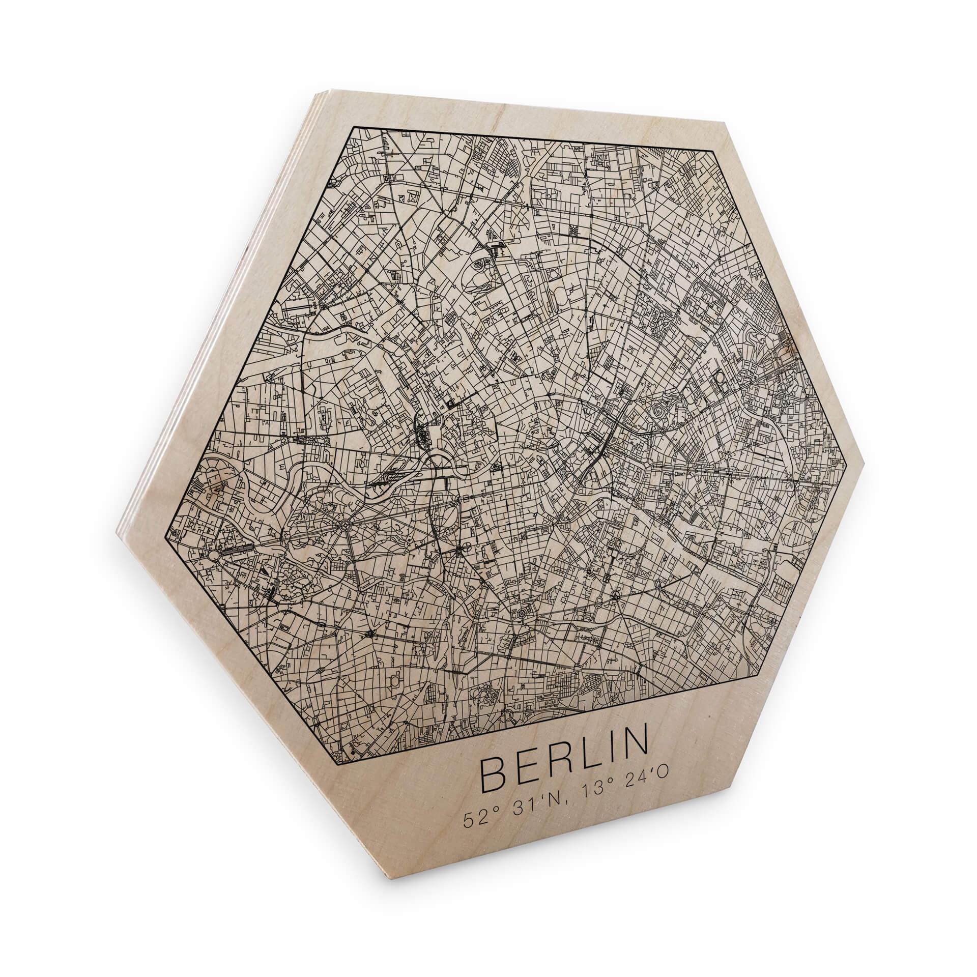Hexagon Hout Kaart van Berlijn
