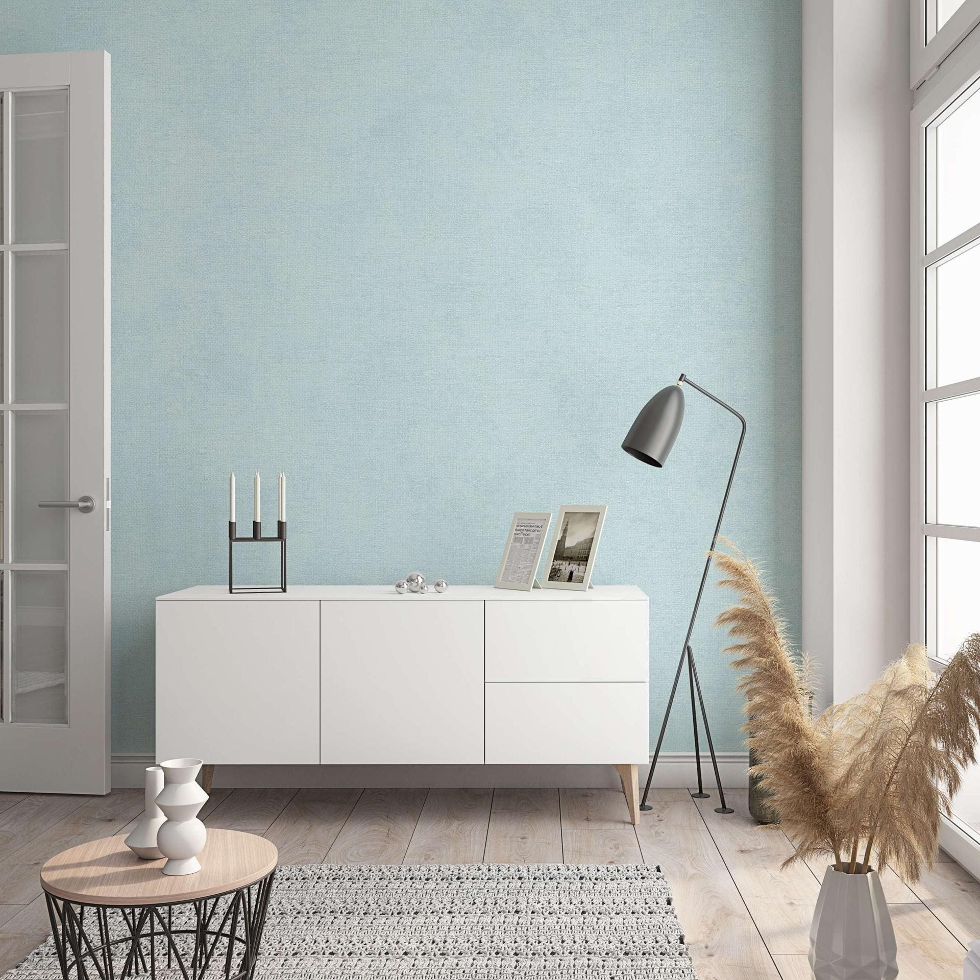 Almindeligt tapet, non-woven vægbeklædning Nuancer turkis