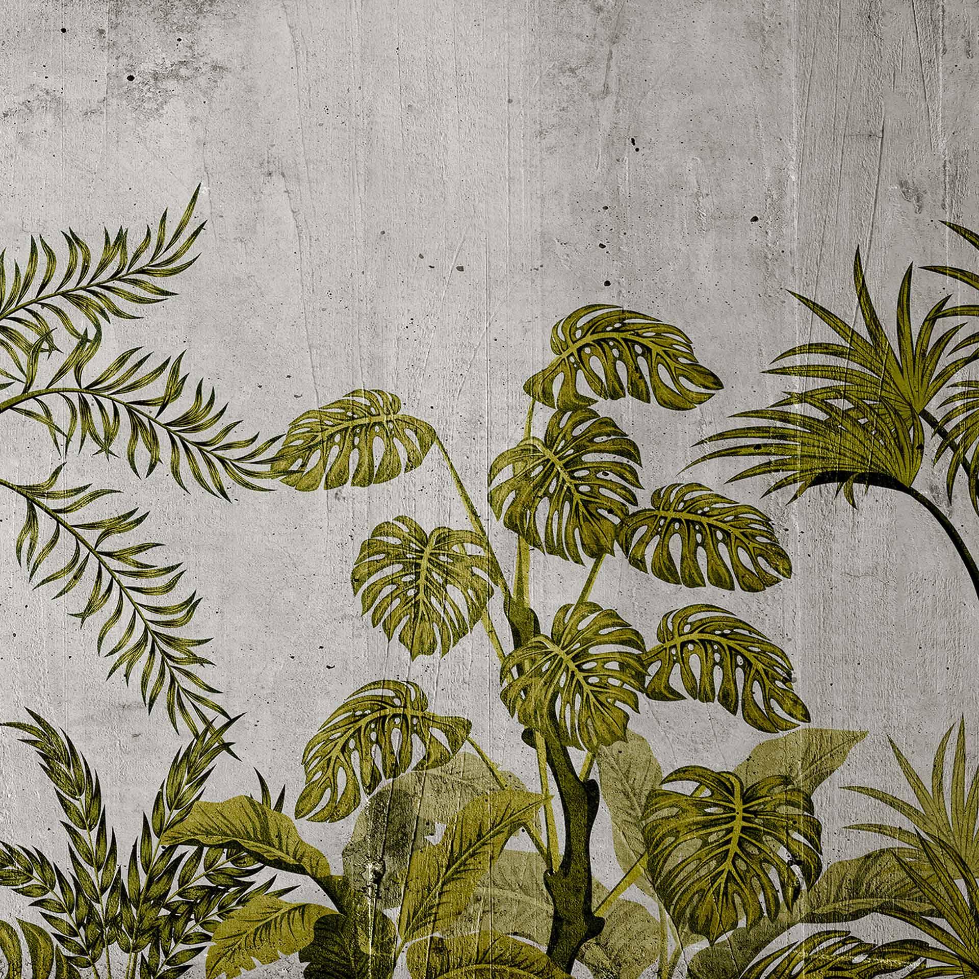 fotobehang JungleConcret2 in grijsgroen - vliesbehang Designwalls 2 - 2,55 x 3,5 m