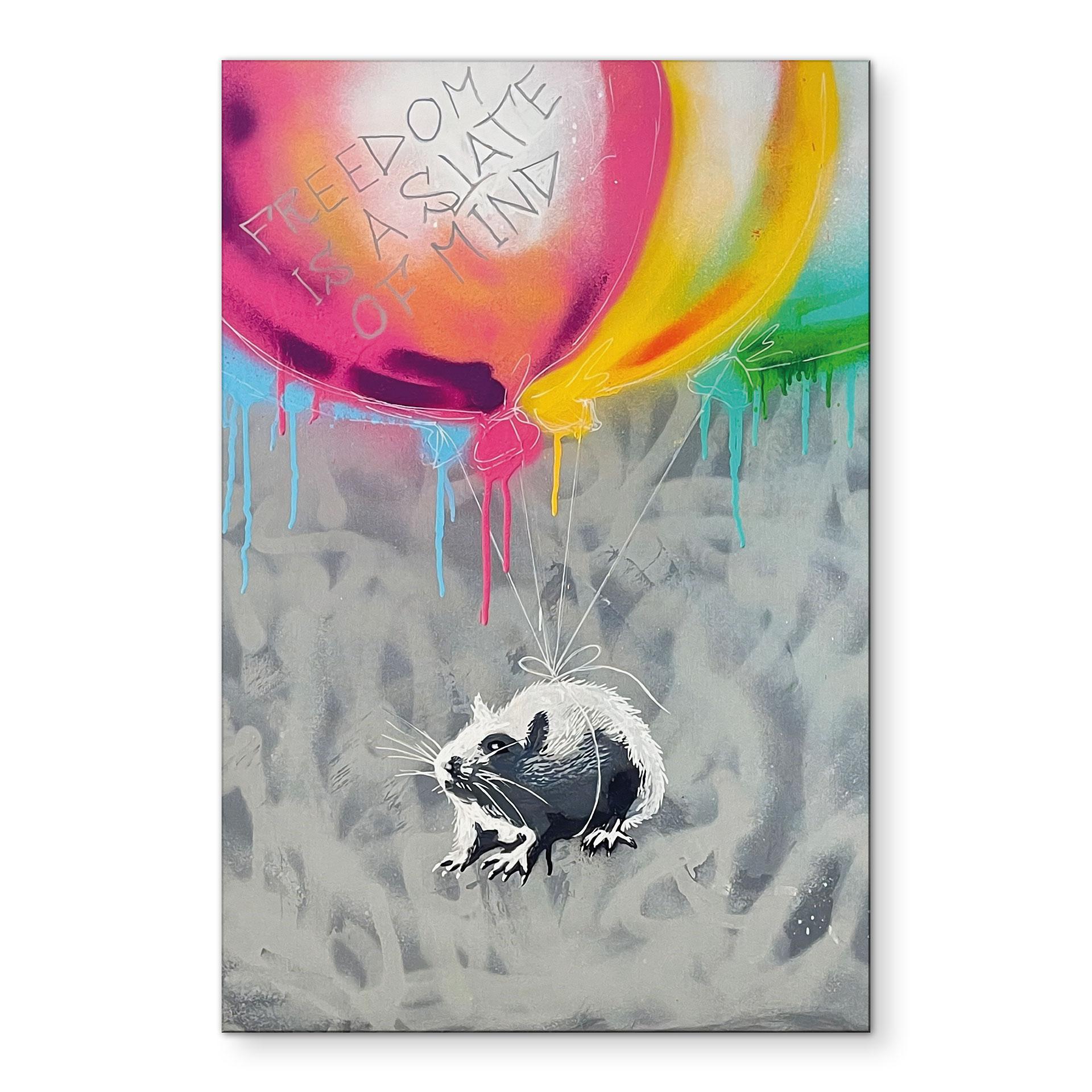 Stampa per pareti Ratto Street Art Palloncini Freedom - Habib - Alu-Dibond