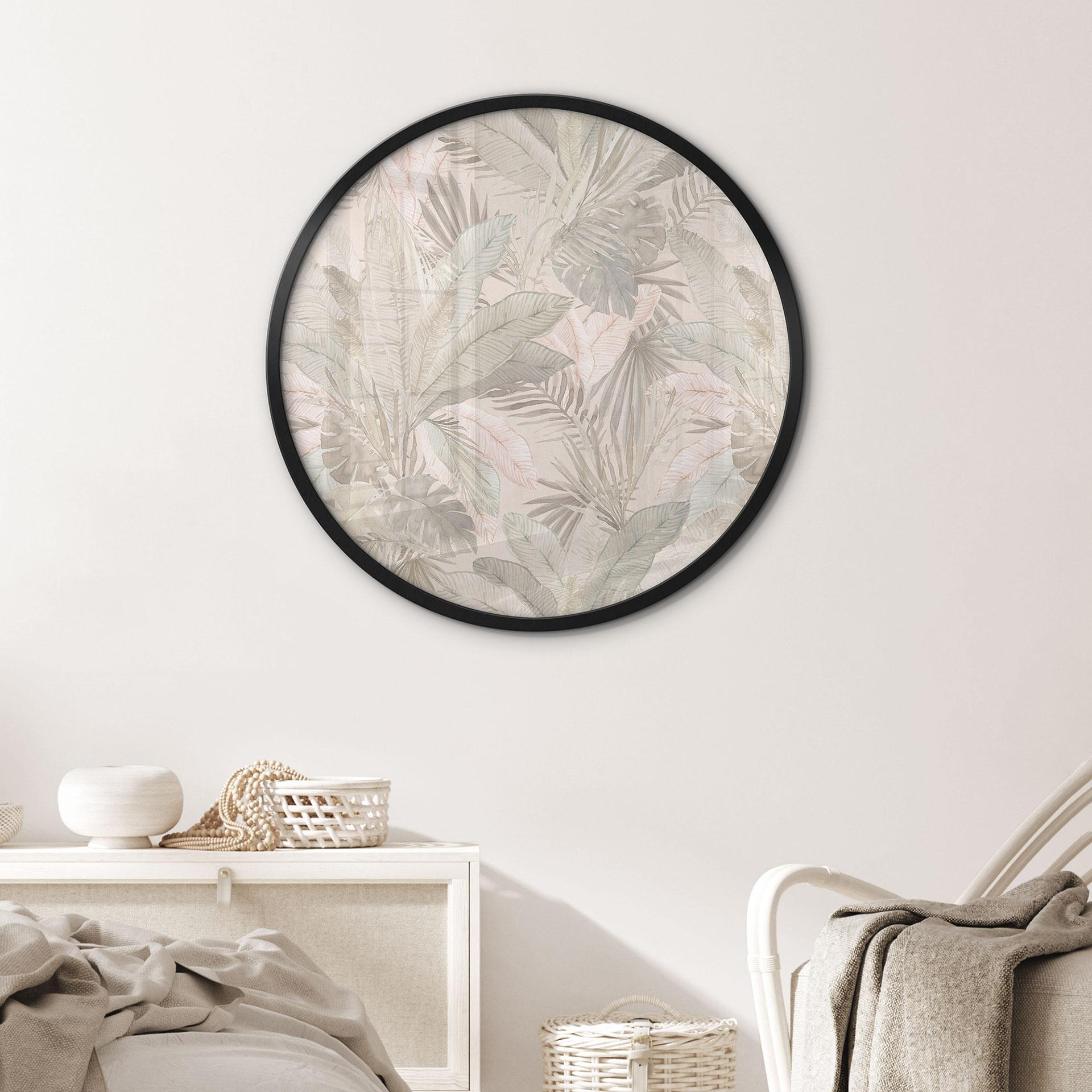 Plakat Tropical Leaves in the Jungle Pastel - Blomsterdekoration - Rund