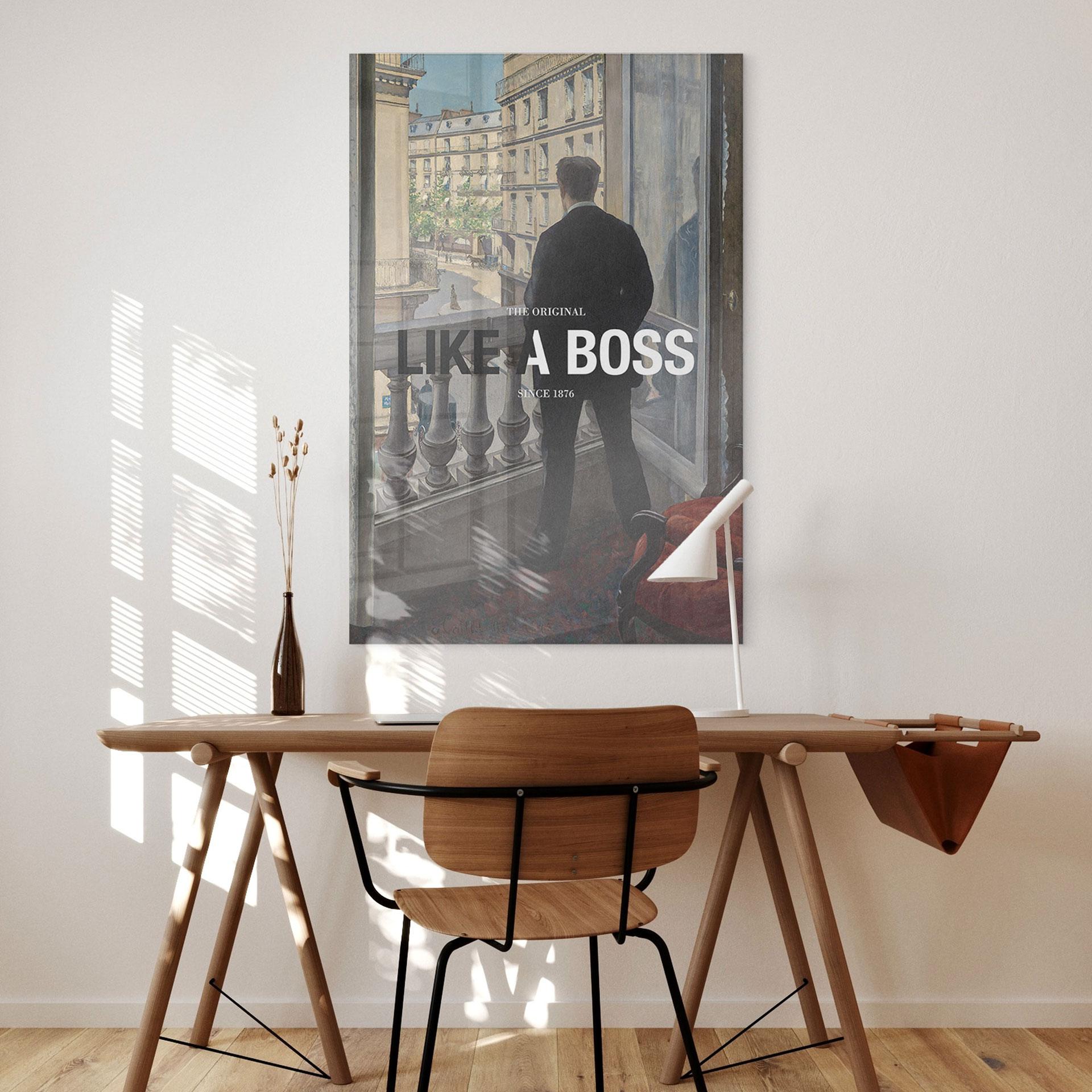 Akrylbillede Like a Boss - Inspireret af Caillebotte - Ung mand ved vinduet
