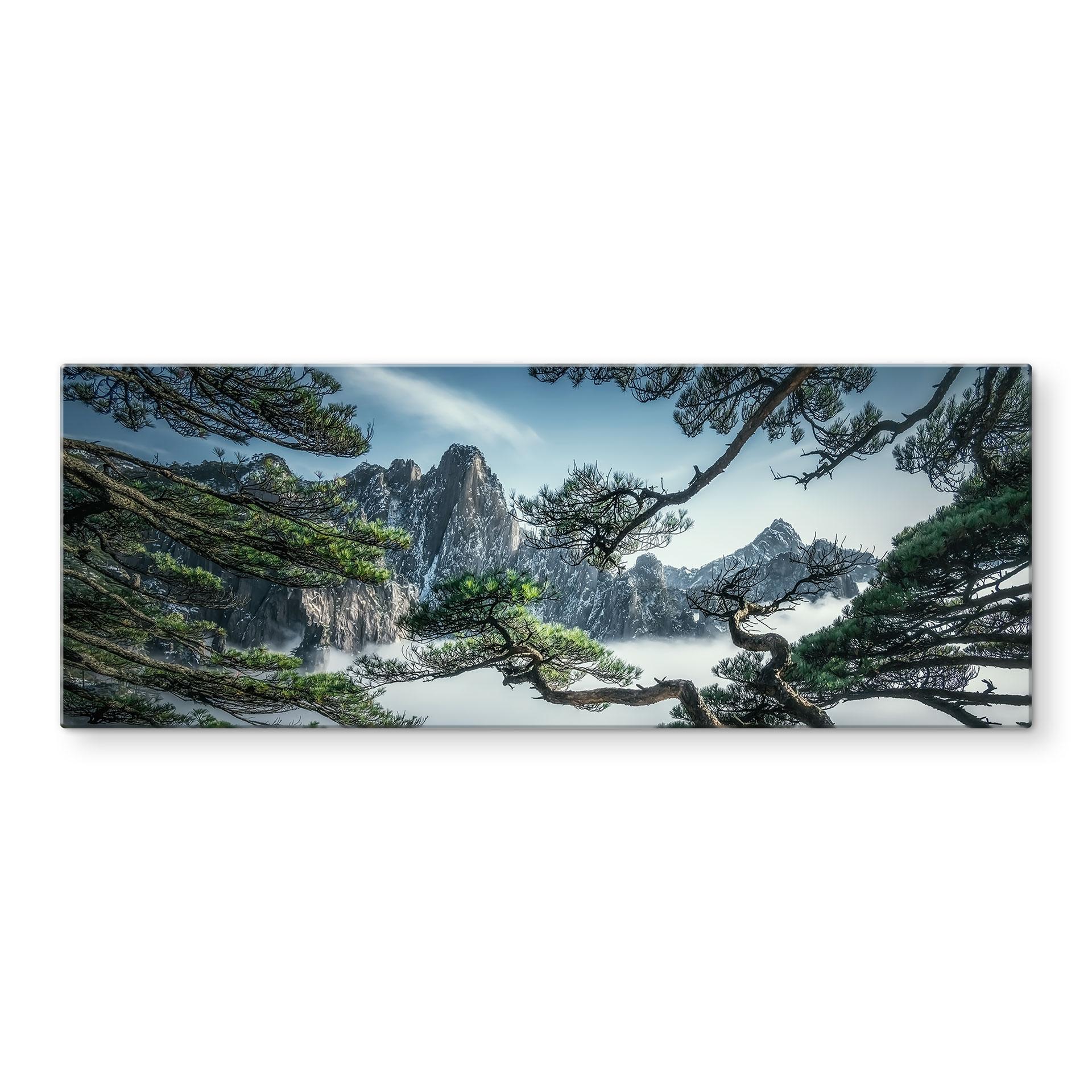 Glasbillede - Fyrreskov i Huang Shan-bjergene - NingYun Ye - Panorama