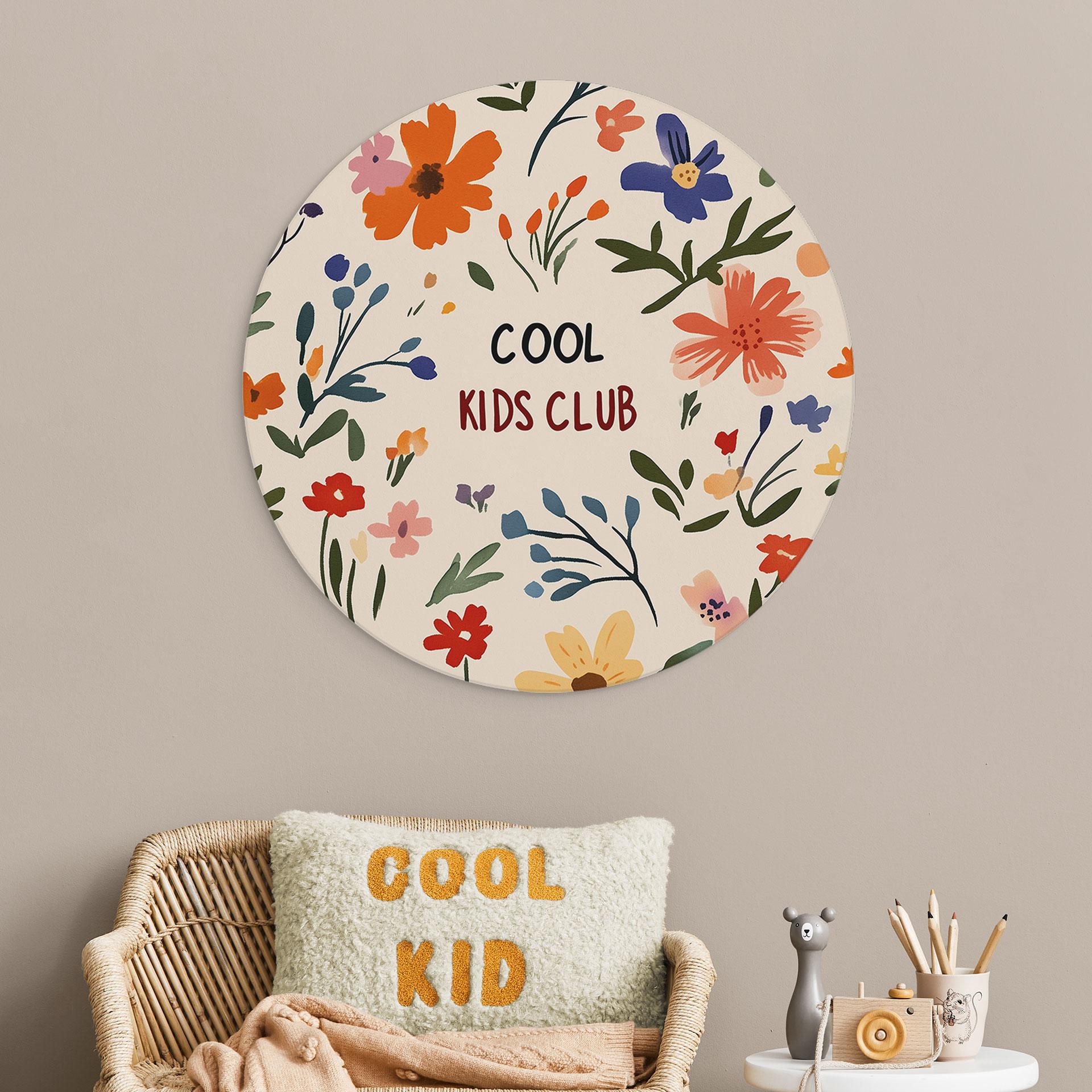Billede Cool Kids Club Farverige blomster - Treechild - rund – print på aluminium (Alu-Dibond)