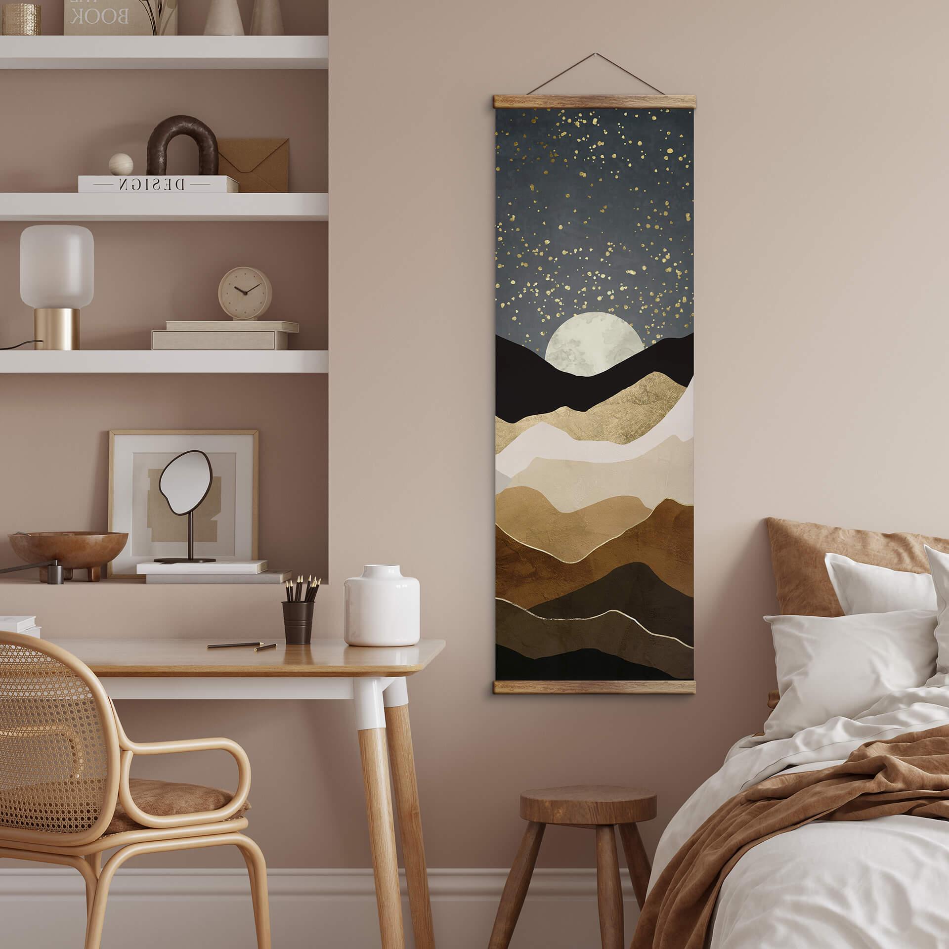 Obraz tkaniny SpaceFrog Designs - Złote gwiazdy - Panorama