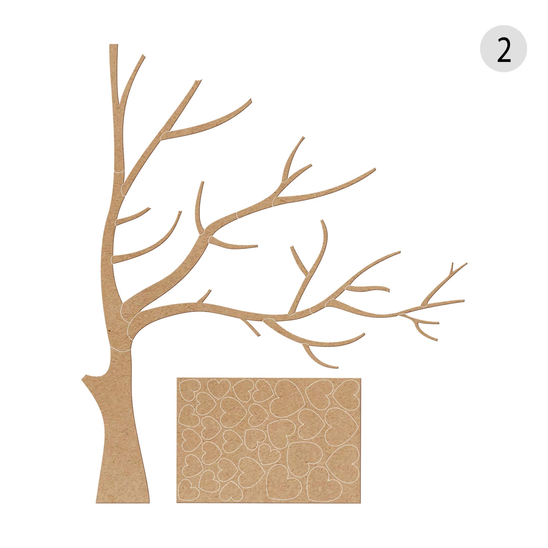 MDF Decoratie Boom met Hartjes