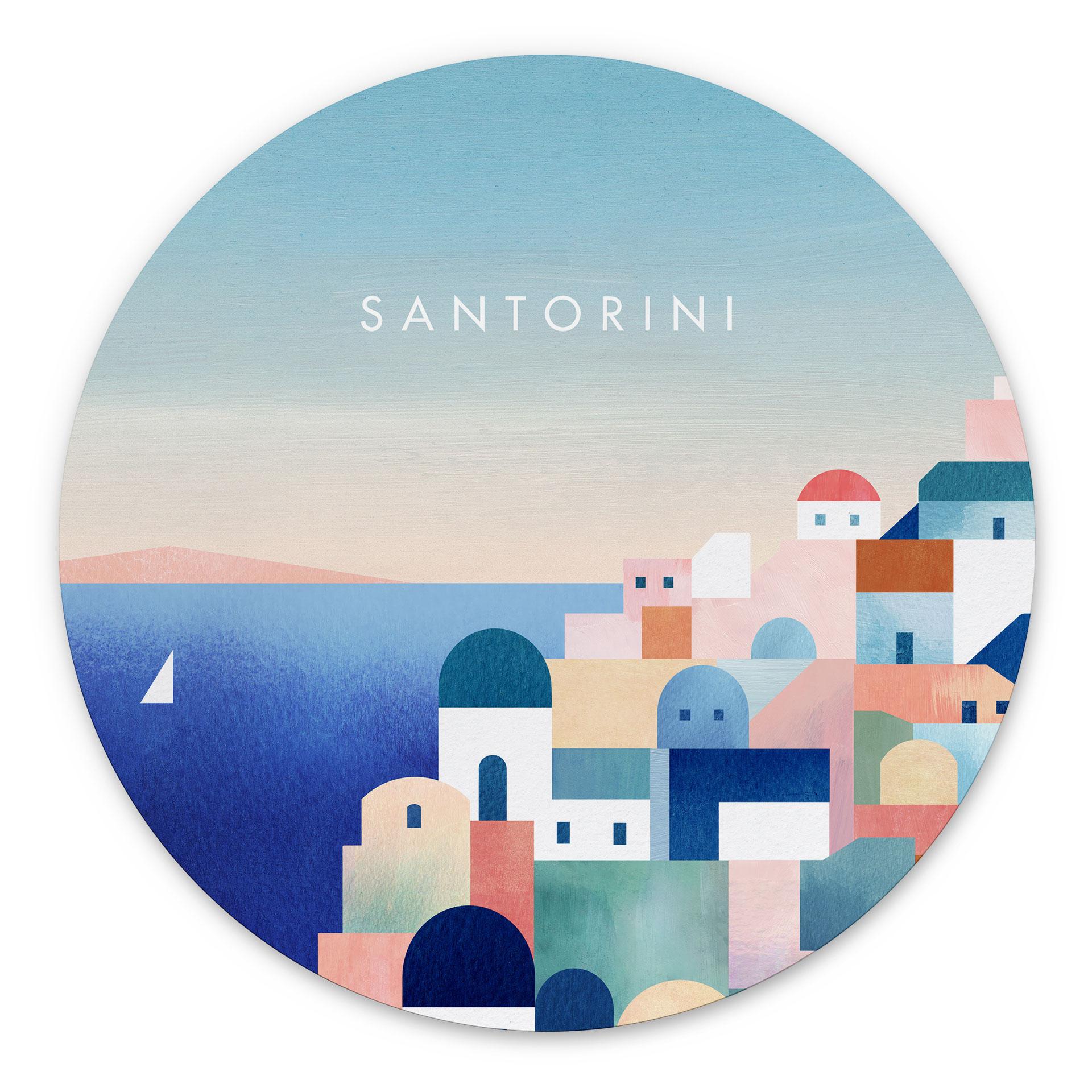 Dibond vægdekoration Huse på Santorini - Rivers – print på aluminium (Alu-Dibond)