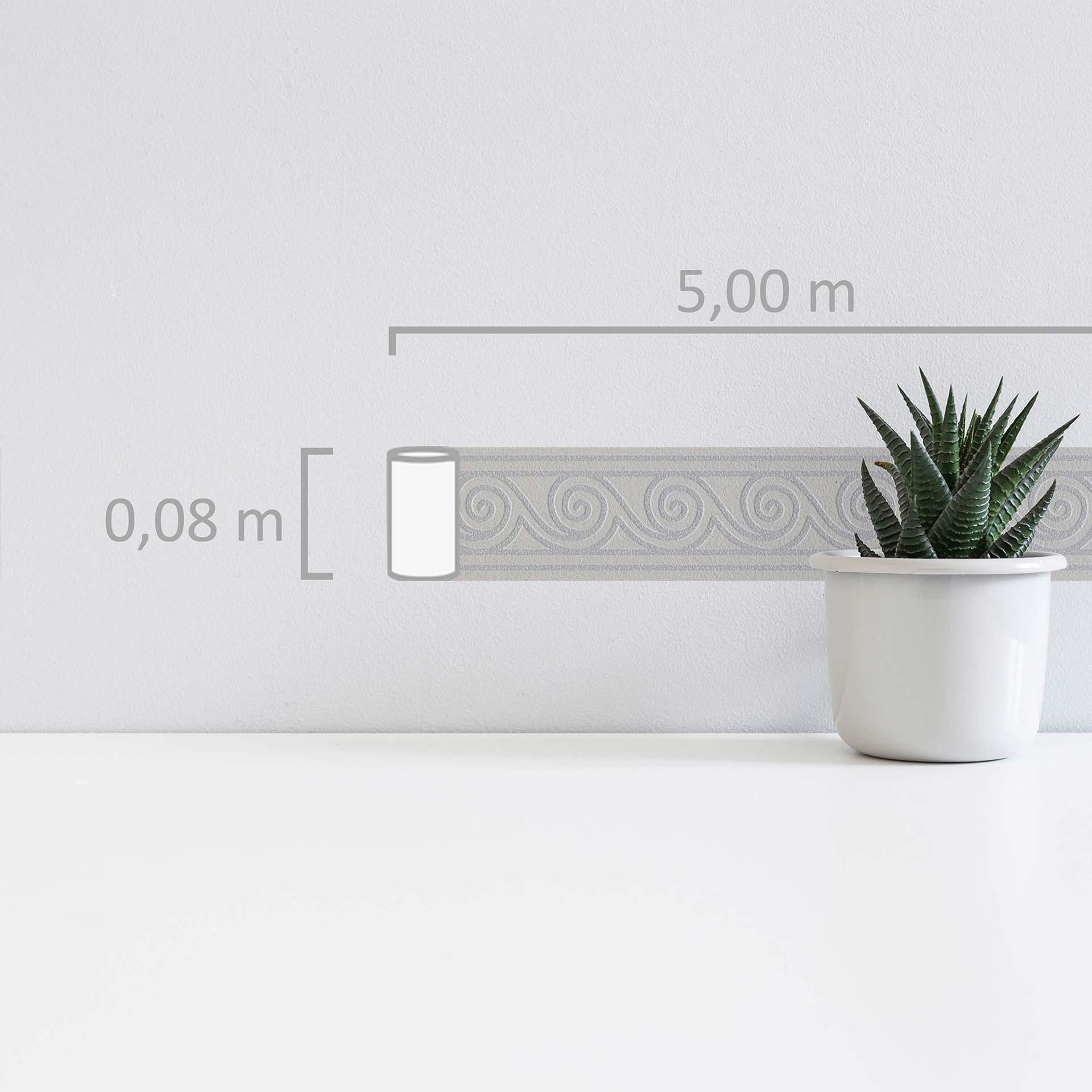 A.S. Création selbstklebende Bordüre Only Borders mit Wellen Muster grau, metallic