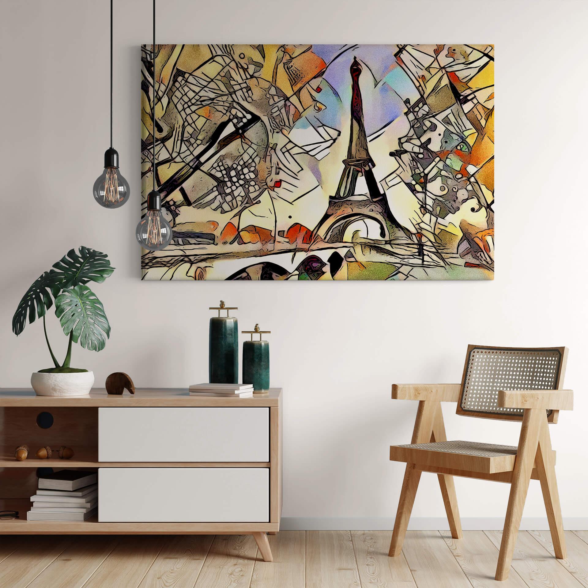 Obraz na płótnie Zamart - Kandinsky spotyka paryską Wieżę Eiffla