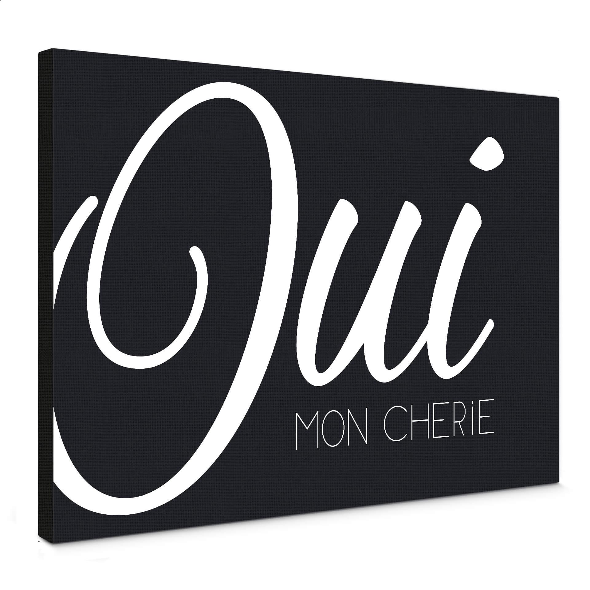 Lienzo Oui mon Cherie (blanco/negro)