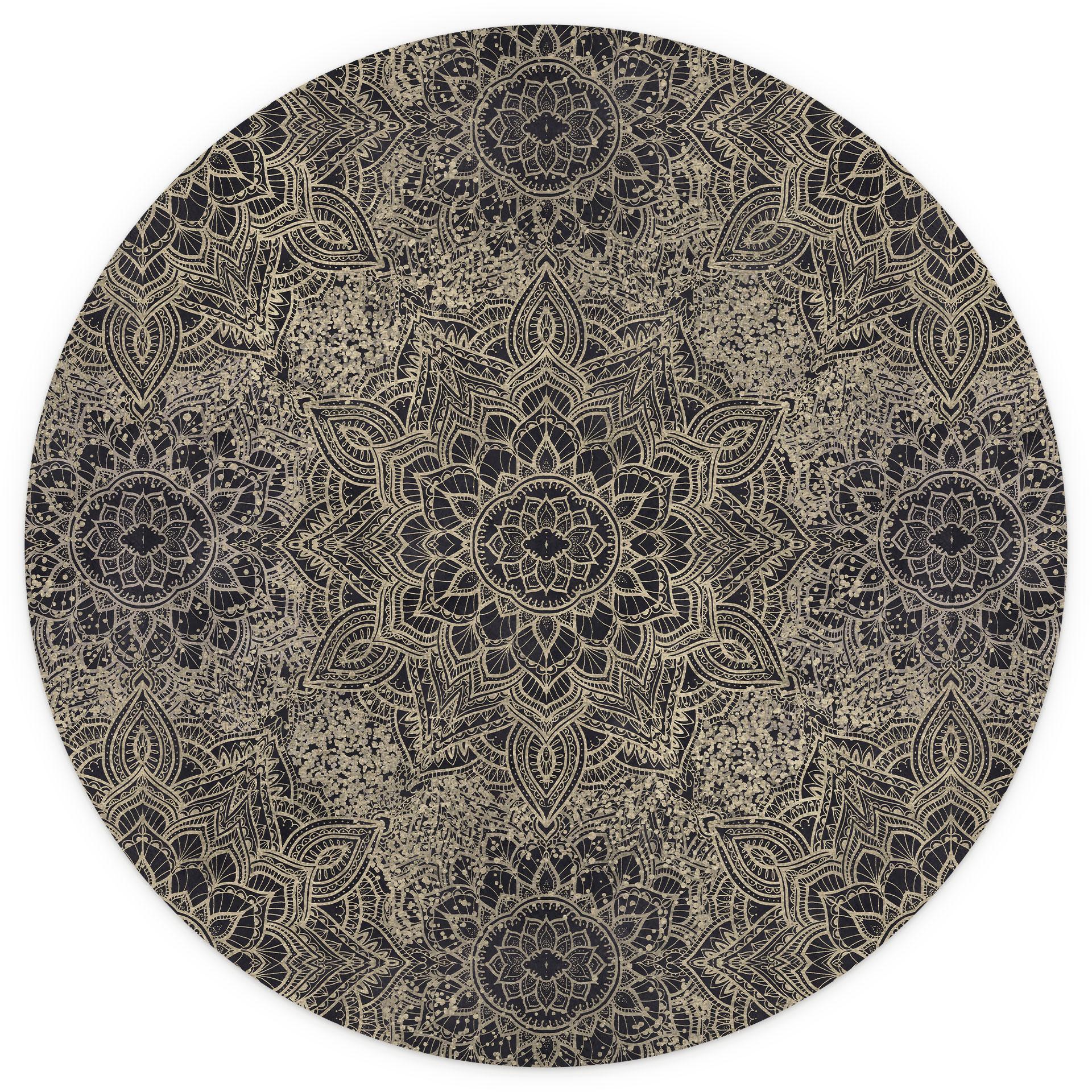 Mandala Boho Antiek Goud Fotobehang - Bloomery Decor - Rond - Zelfklevend/niet-geweven