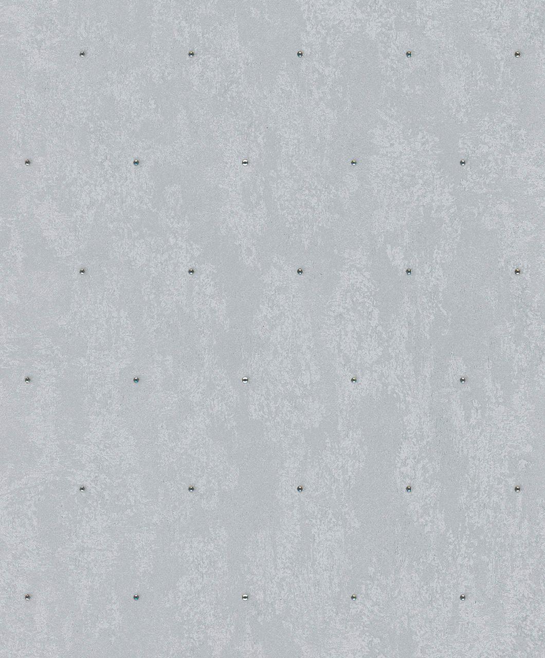 Ikke-vævet tapet i betonlook, rhinestones i metallook, moderne blankt i sølv