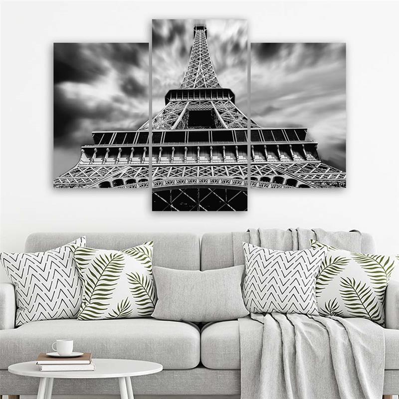 3 stykke lærredstryk, Eiffeltårnet Paris City