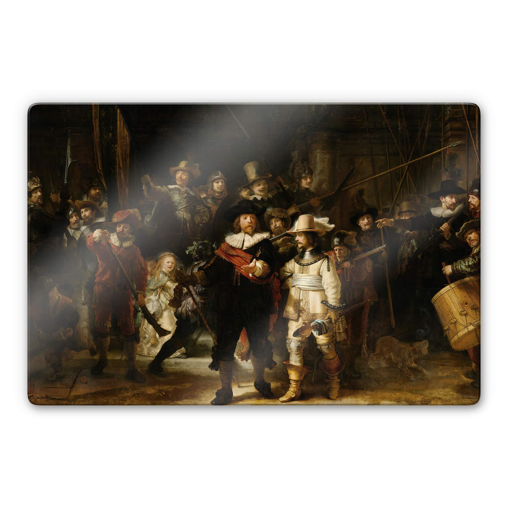 Glasschilderij Rembrandt - de Nachtwacht